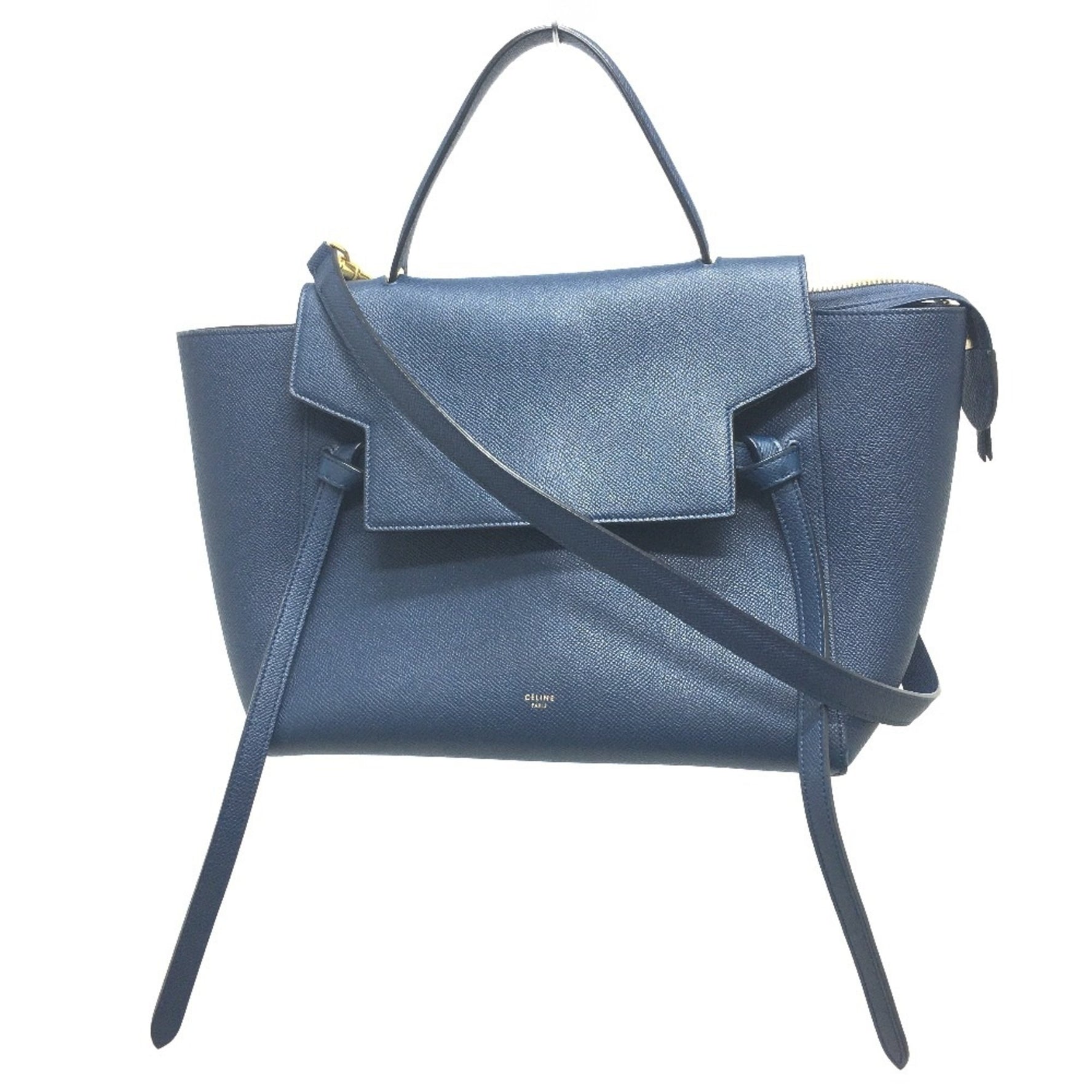 CELINE flap Bag Semi Shoulder Bag Hand Bag Deep sea blue