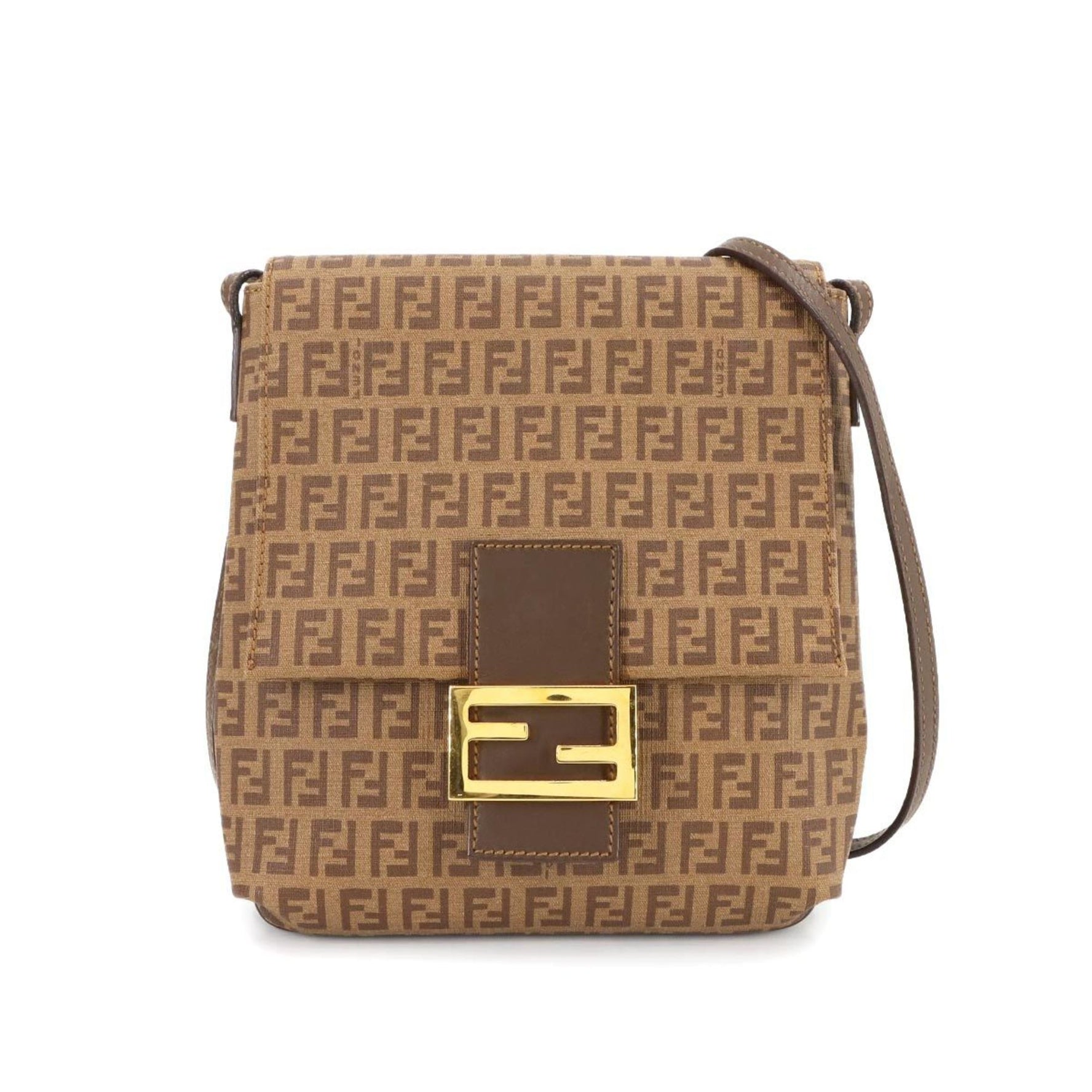 Fendi Zucchino Shoulder Bag, Leather with Gold Hardware