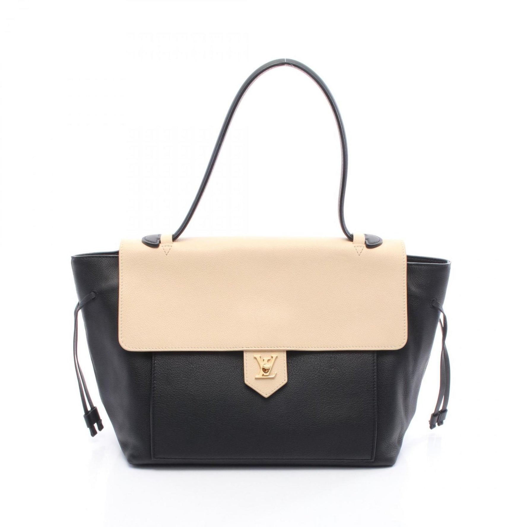 Louis Vuitton Lockme MM Leather Handbag, Black and Ivory