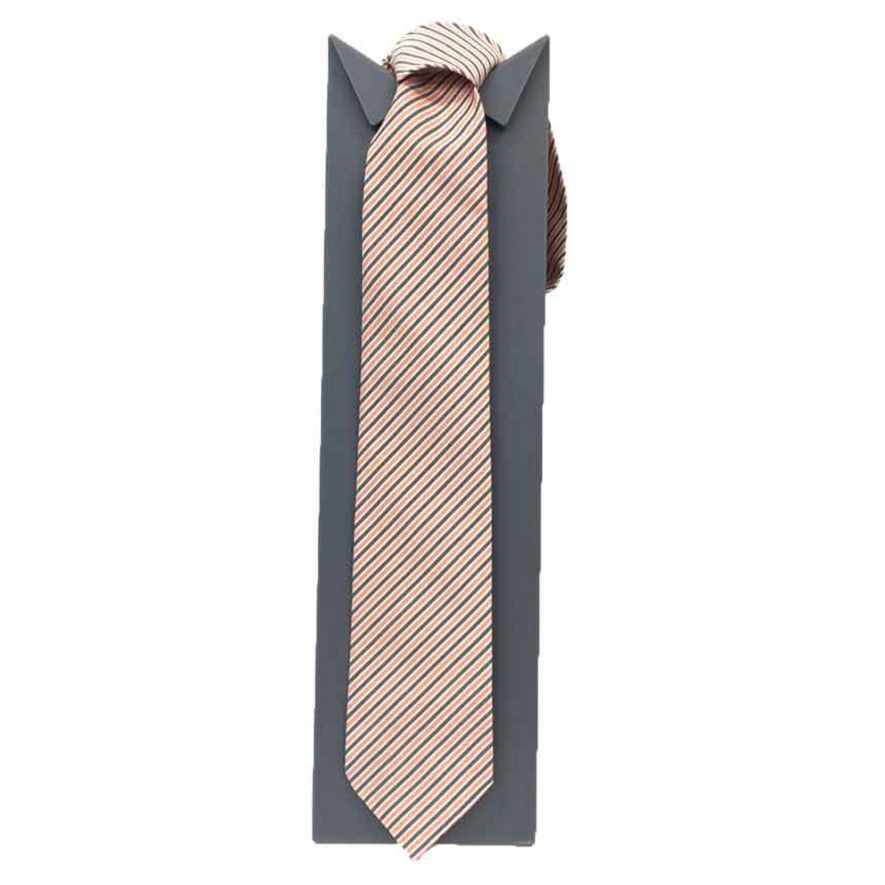 Hermes tie striped orange x grey cotton silk small