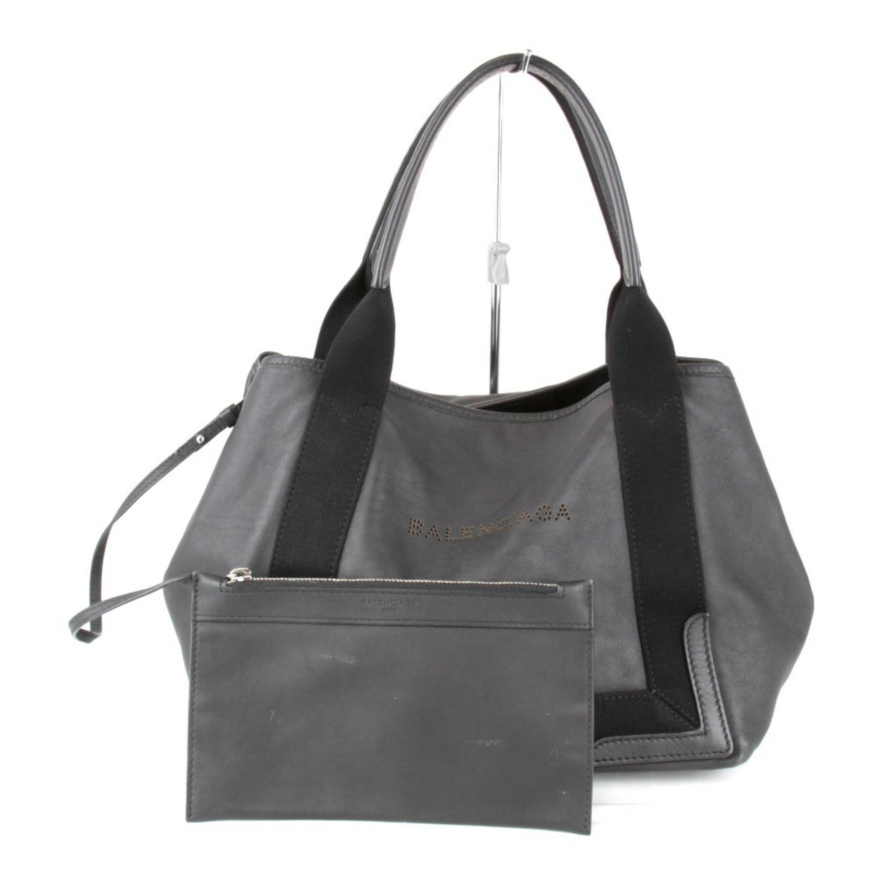 BALENCIAGA Navy Cabas Handbag Leather