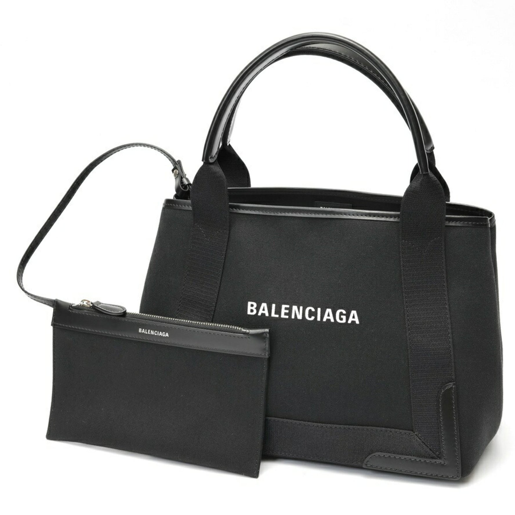 Balenciaga Navy Cabas S Tote Bag Canvas Leather