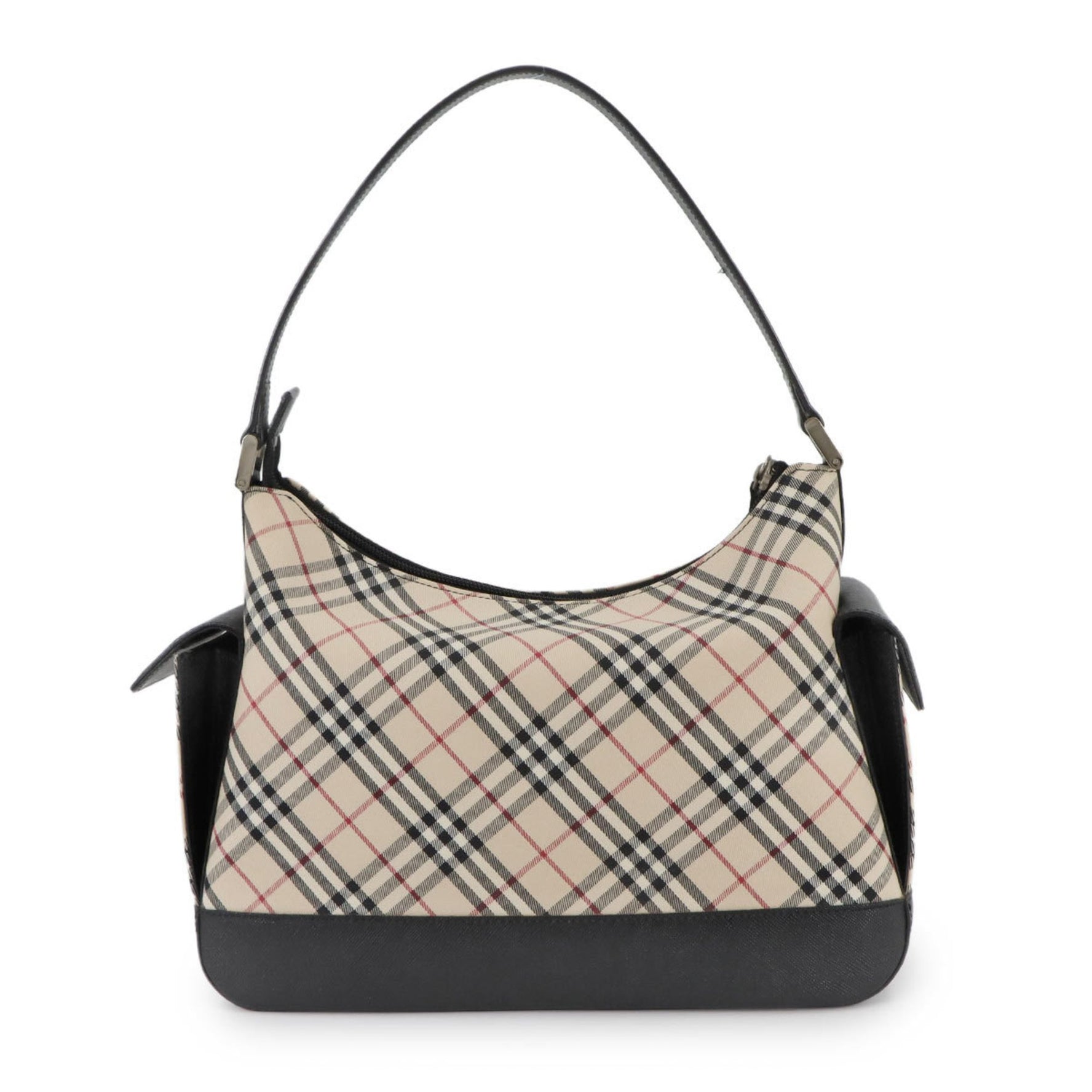 Burberry Nova Check Shoulder Bag in Canvas and Leather with Beige, Black, Silver Hardware