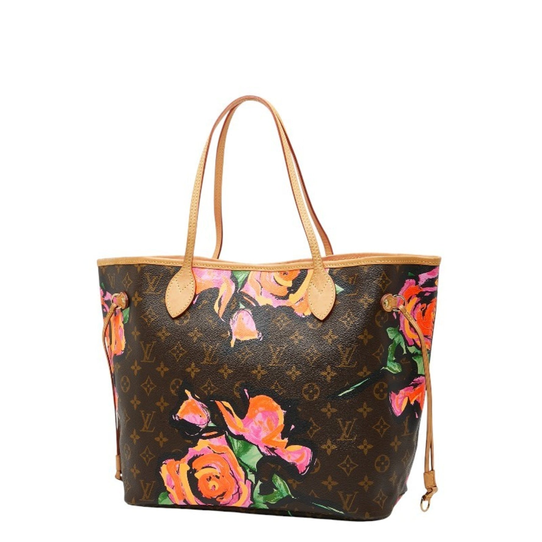 Louis Vuitton Monogram Rose Neverfull MM Tote Bag Handbag Brown Multicolor Leather LOUIS VUITTON