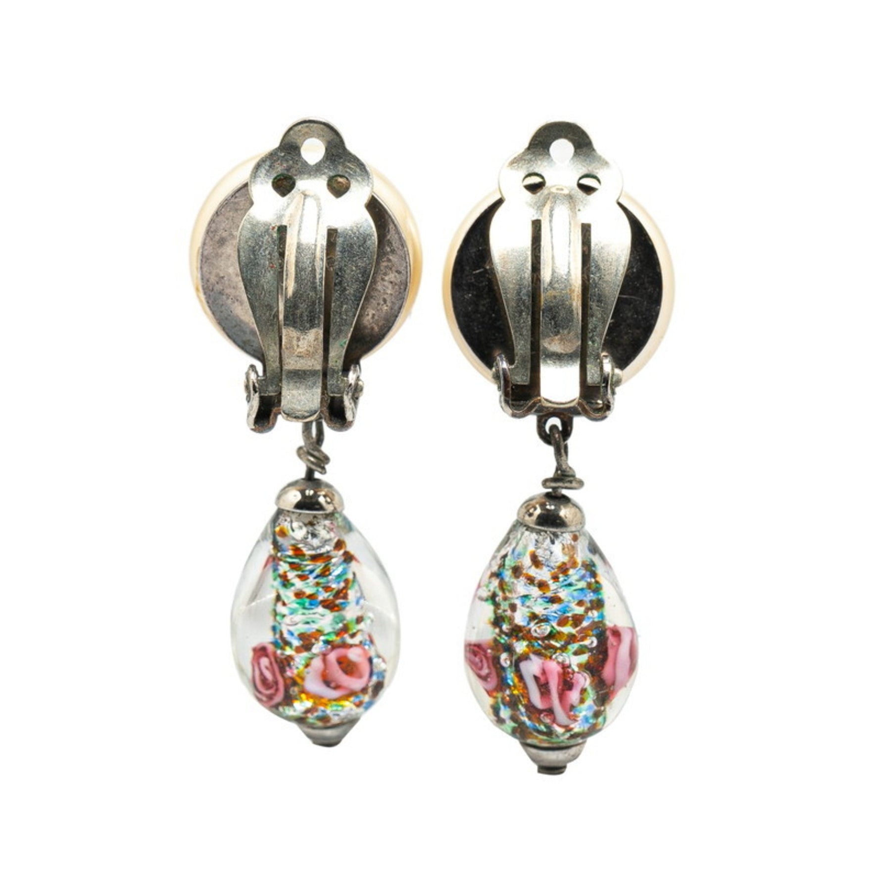 CHANEL Coco Mark Faux Pearl Drop Earrings Metal