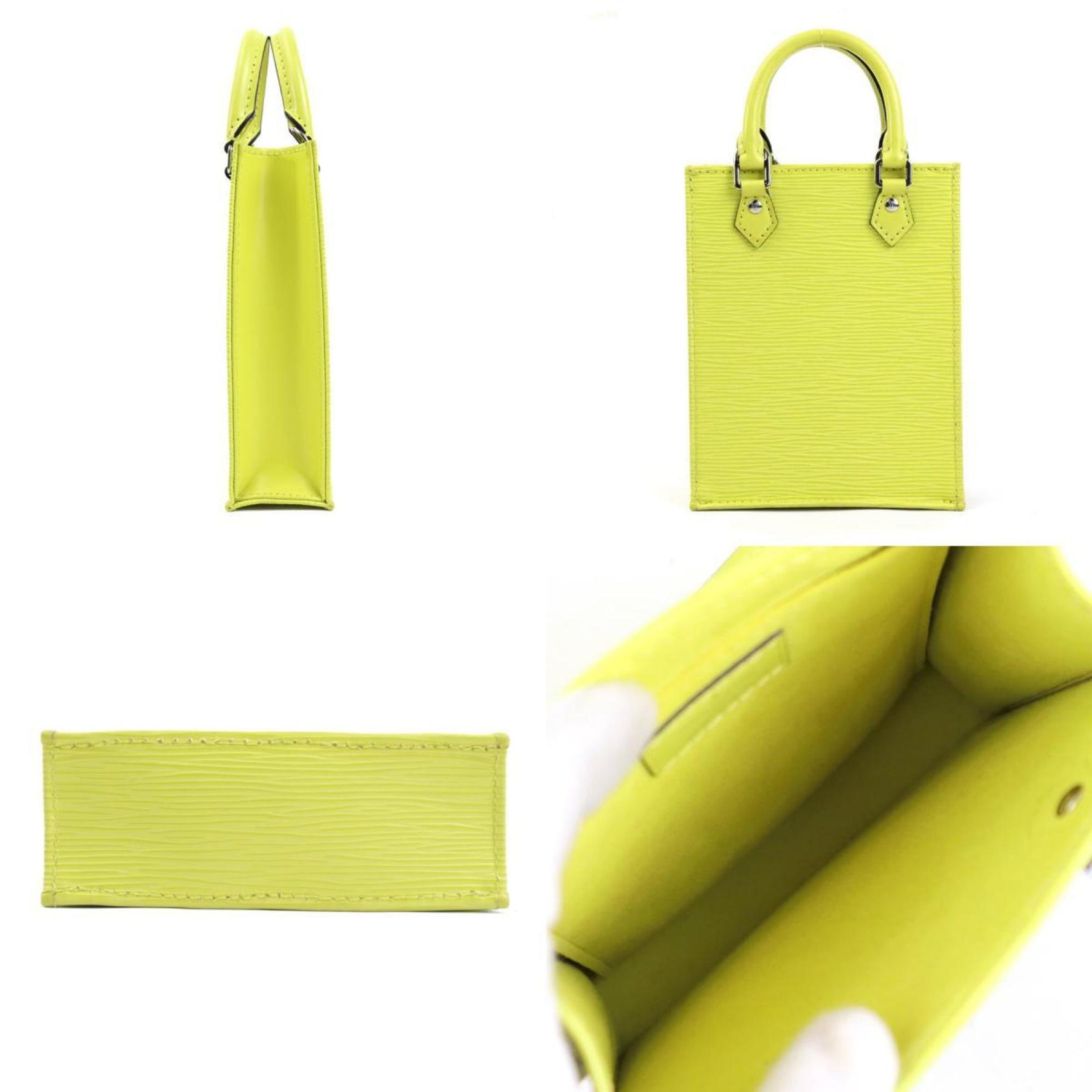 Louis Vuitton Handbag Shoulder Bag Epi Petite Sac Plat Leather Neon Silver