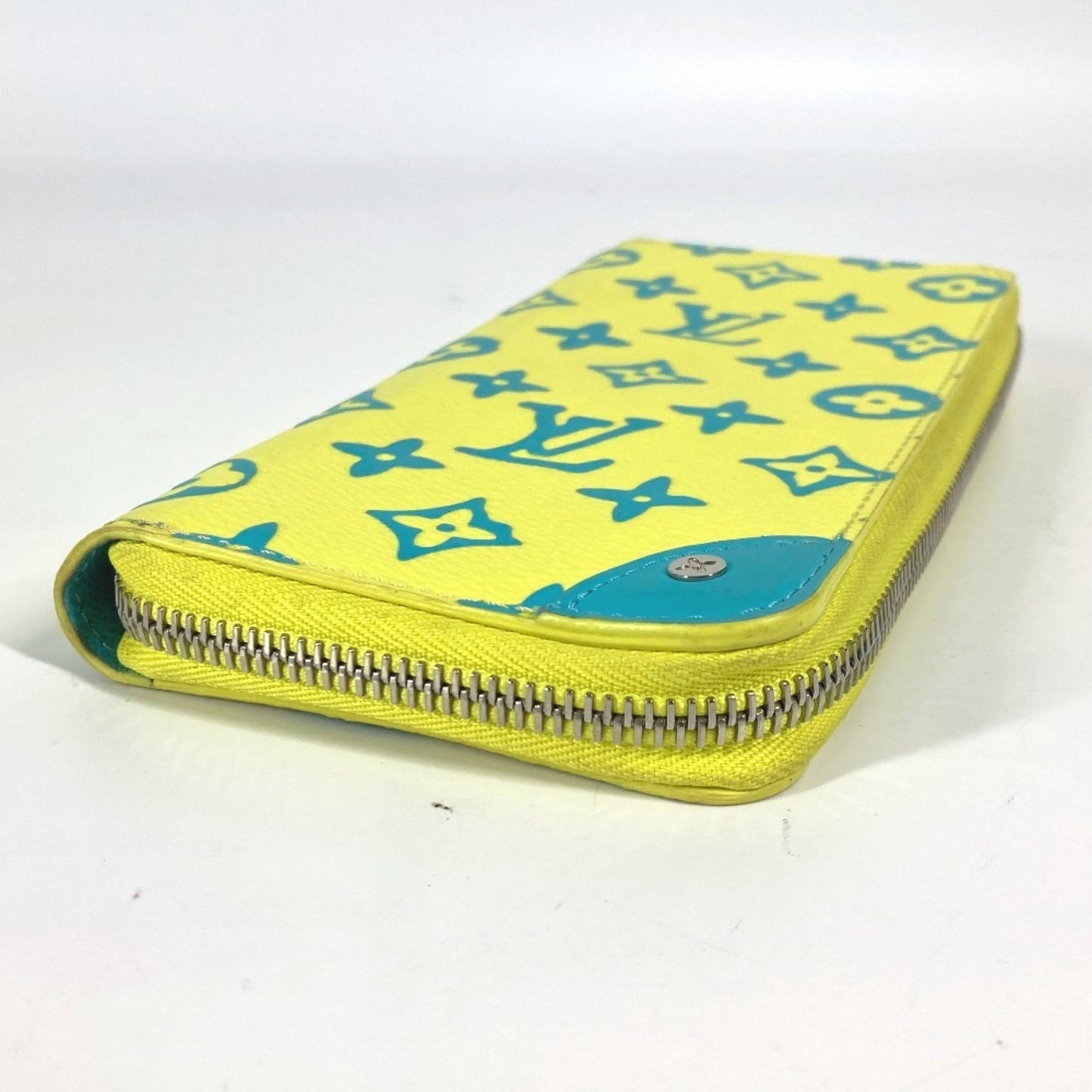 Louis Vuitton Monogram Playground Zippy Wallet Vertical Round Zipper Long Canvas Leather Men's Yellow