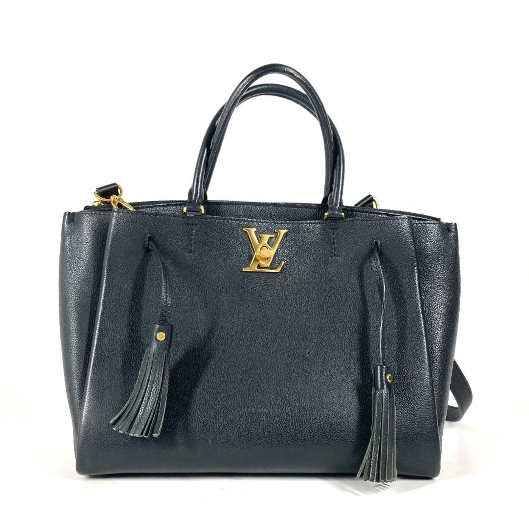Louis Vuitton Rock Meat Bag with Tassel Shoulder Tote Crossbody Handbag Leather Noir Black
