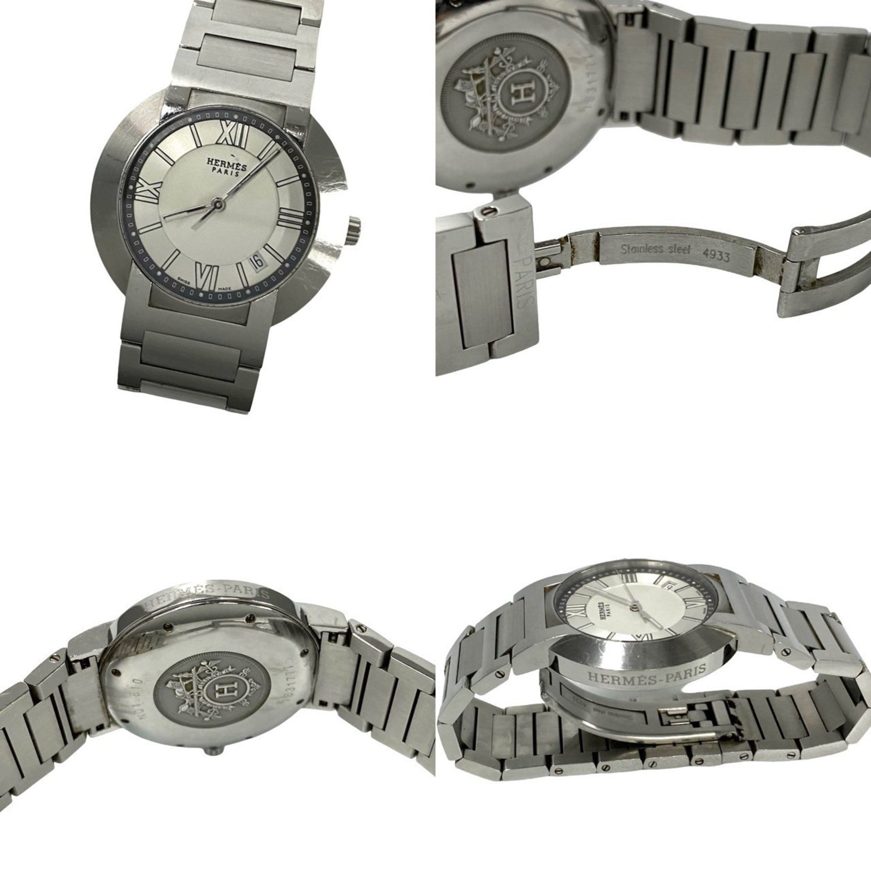 HERMES Nomade Stainless Steel Auto-Quartz Wristwatch, Accessory, Silver/White