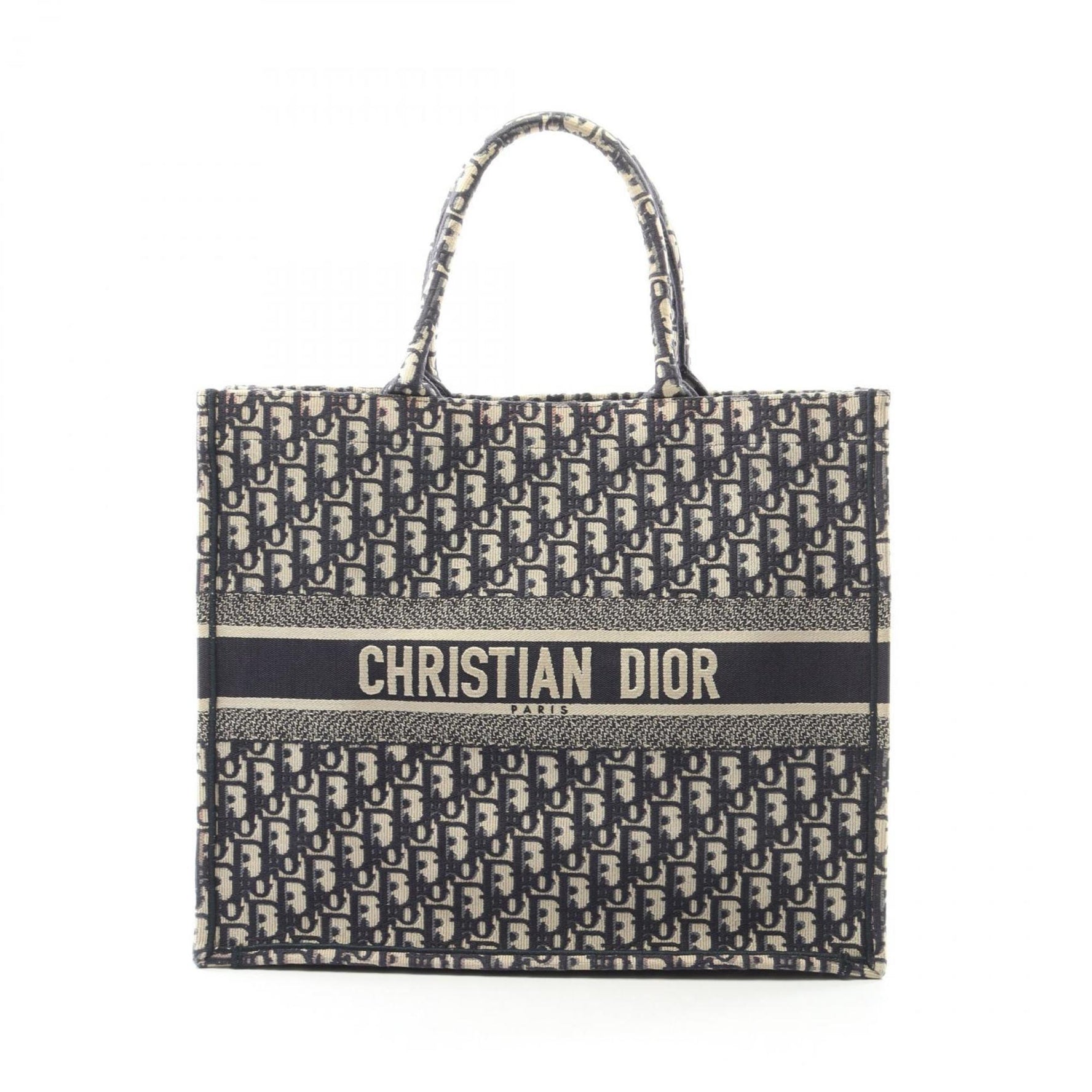 Christian Dior Dior BOOK TOTE Large Oblique Tote Bag, Canvas, Navy and Beige