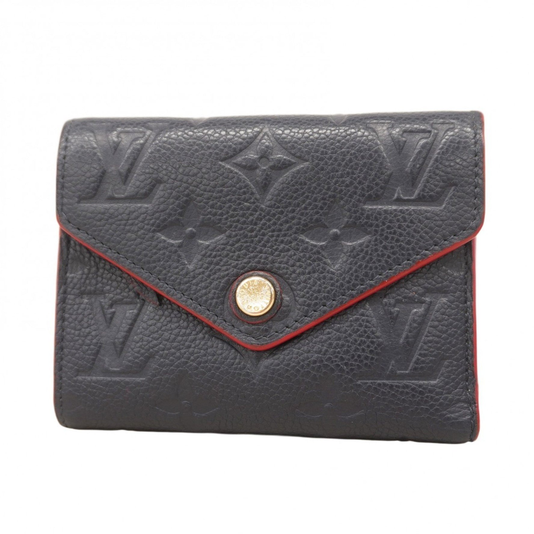 Louis Vuitton Monogram Empreinte Portefeuille Victorine Tri-fold Wallet Marine Rouge