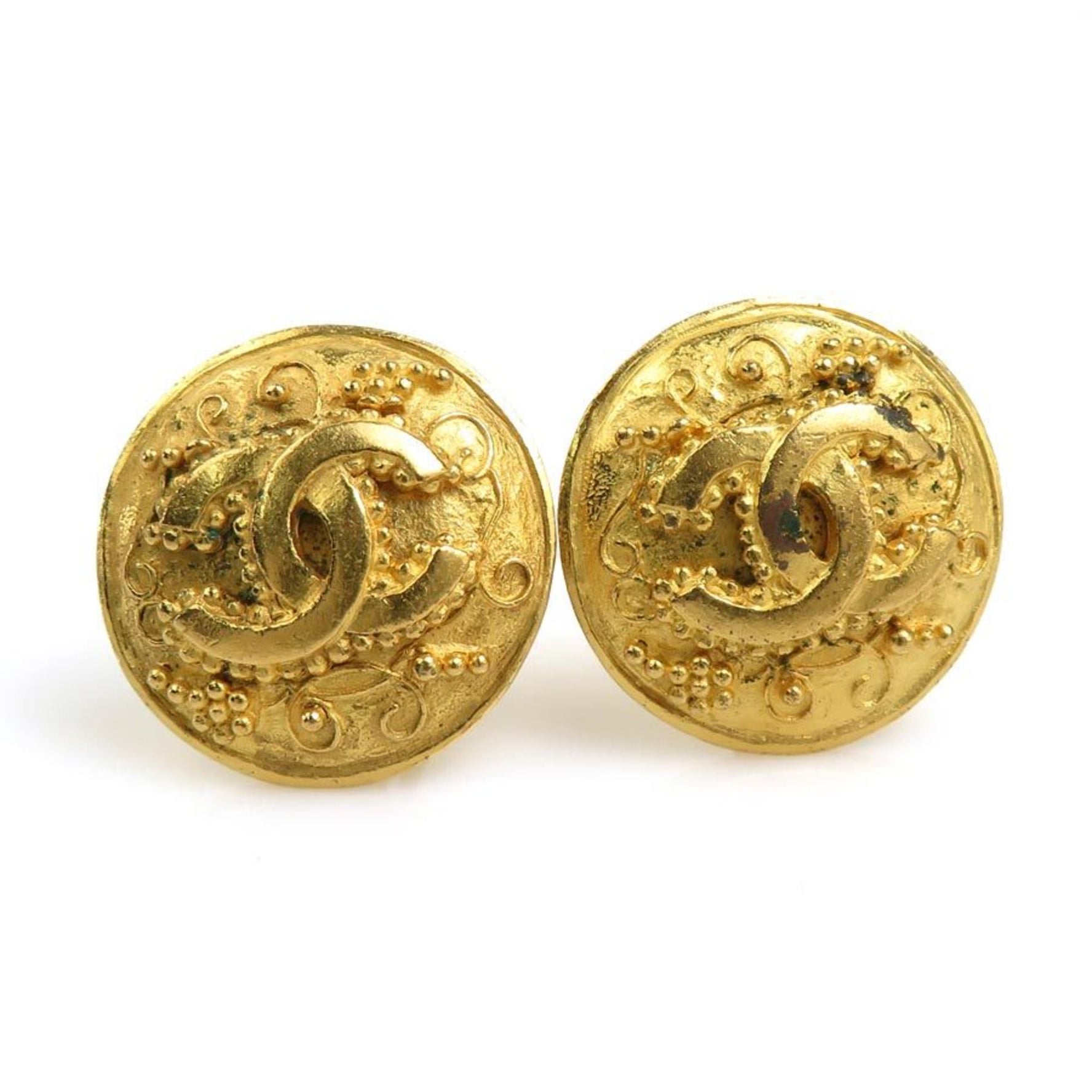 CHANEL Coco Mark Metal Earrings