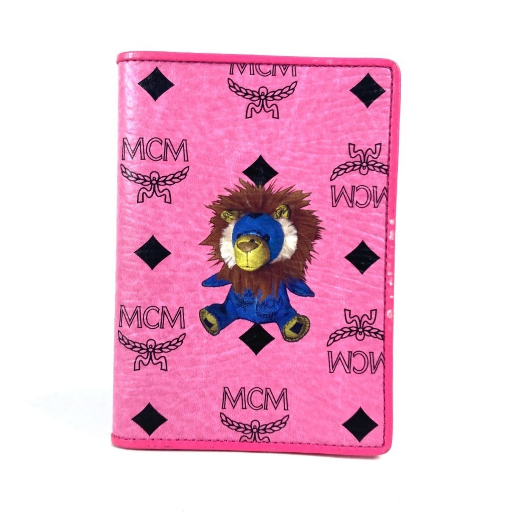 MCM Visetos Lion Logo Passport Cover Stationery Case Leather