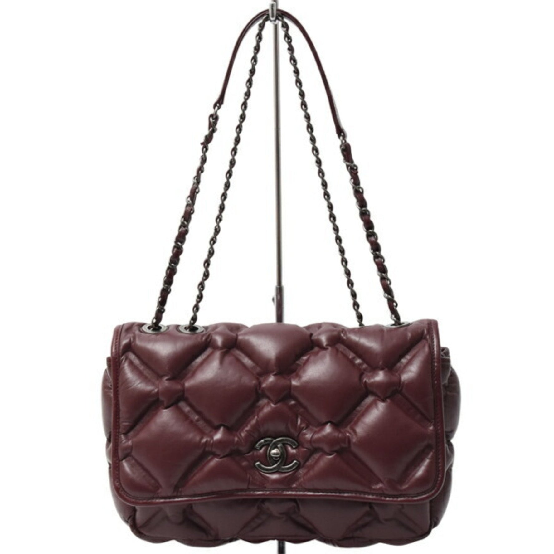 CHANEL Bubble Quilted Shoulder Bag Matelasse Lambskin