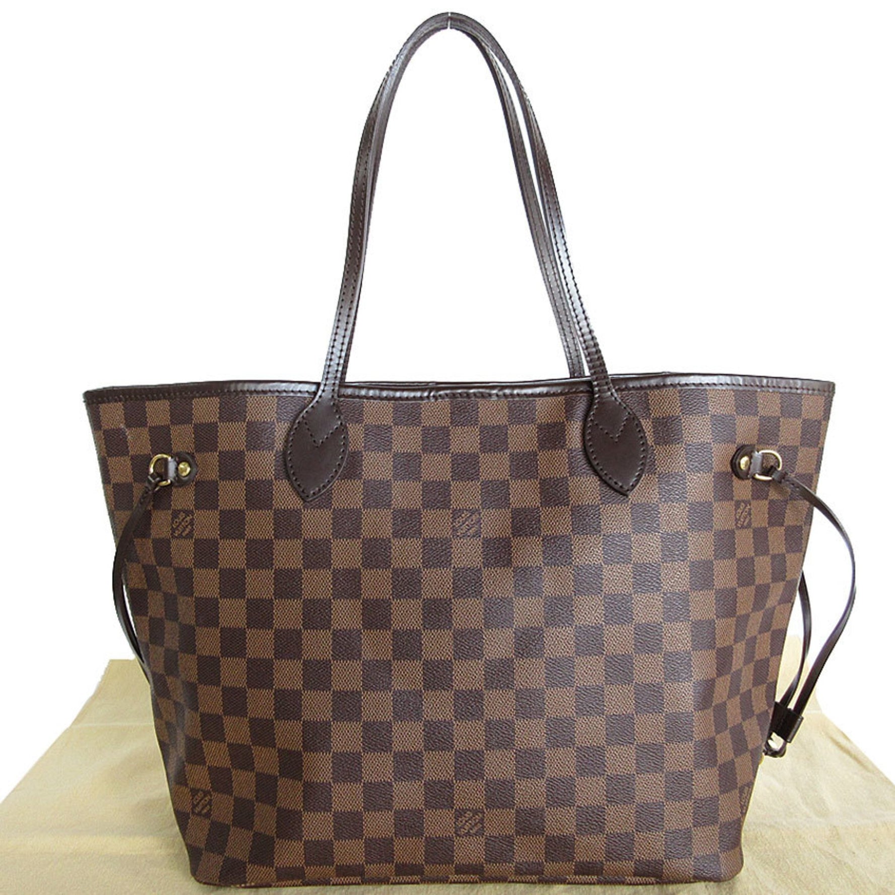Louis Vuitton Tote Bag Damier Neverfull MM Leather Brown Gold