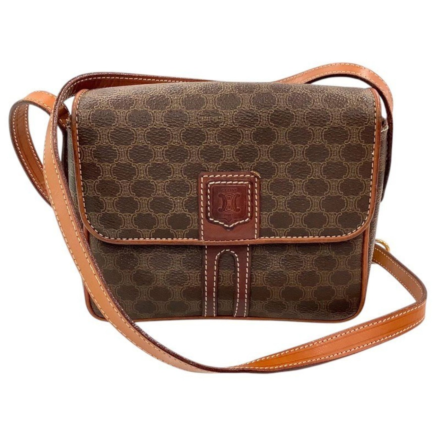 CELINE Macadam Shoulder Bag Triomphe Leather PVC
