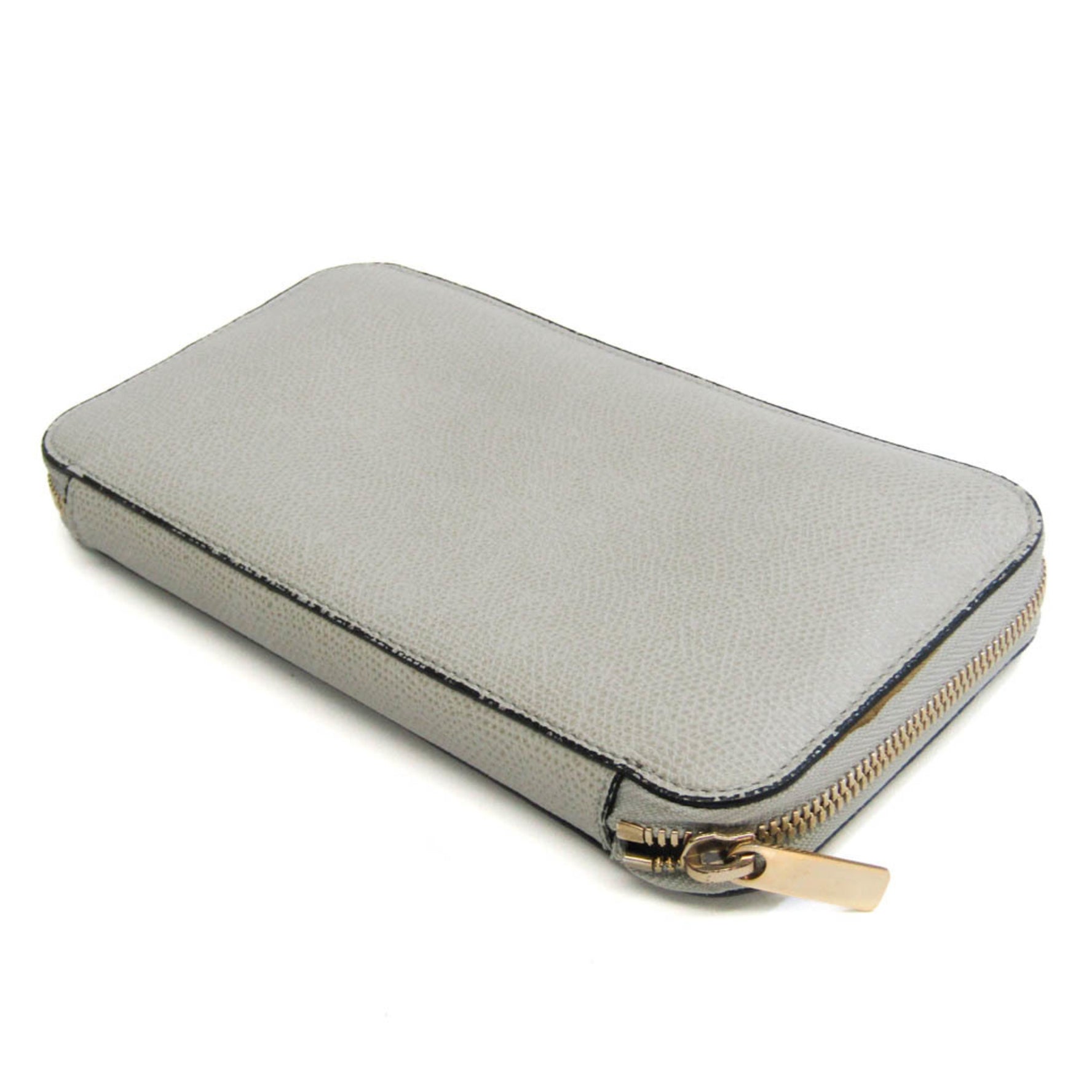 Valextra V9L06 Women,Men Leather Long Wallet (bi-fold) Gray