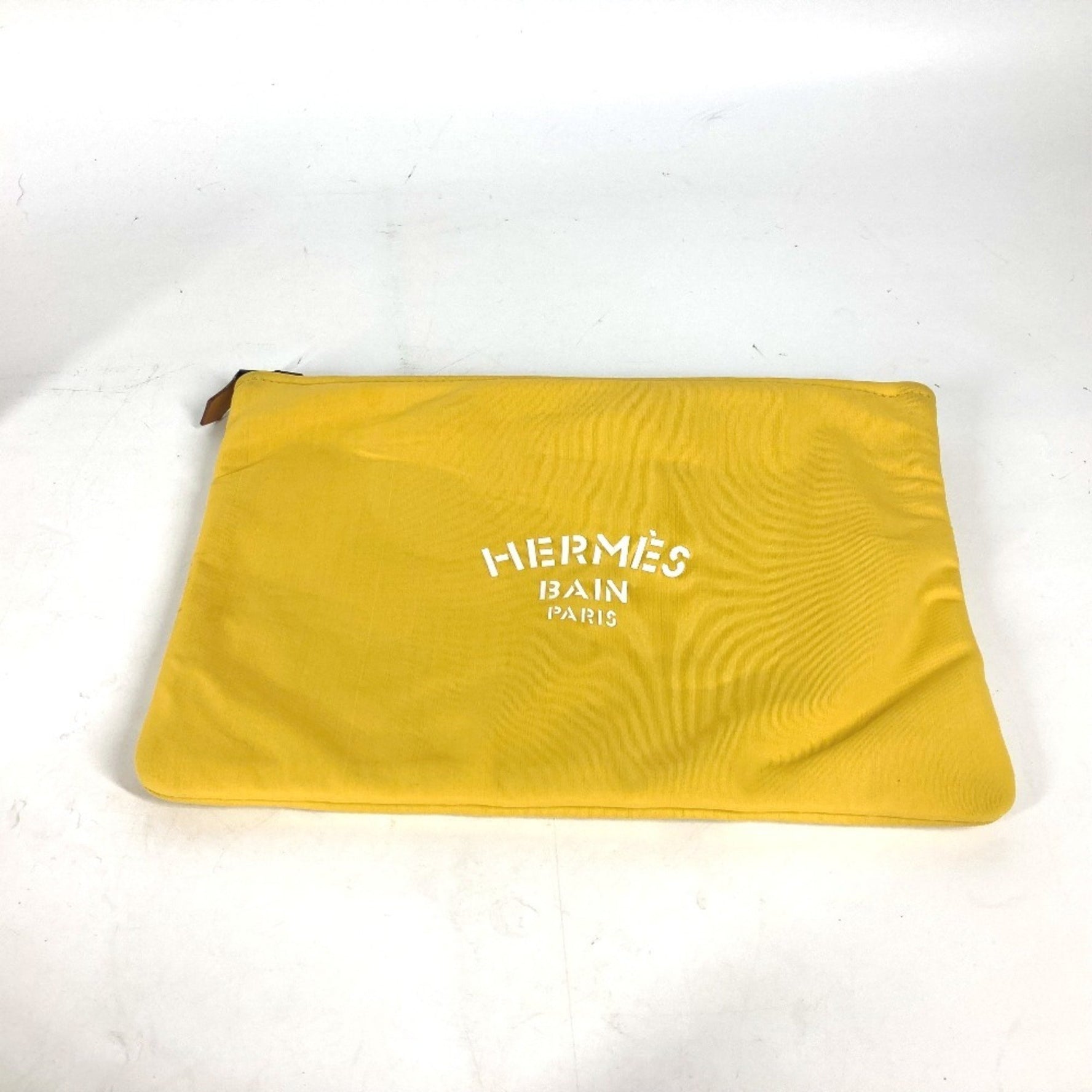HERMES Neoban MM Pouch Bicolor Clutch Bag Polyamide Men's Yellow