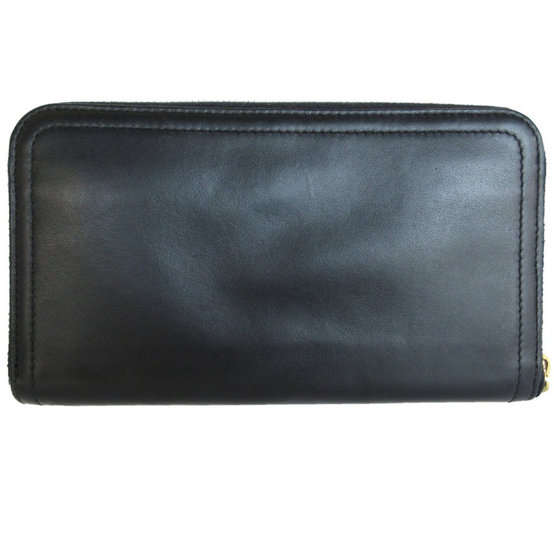 PRADA Round Long Wallet Leather Gold Men's
