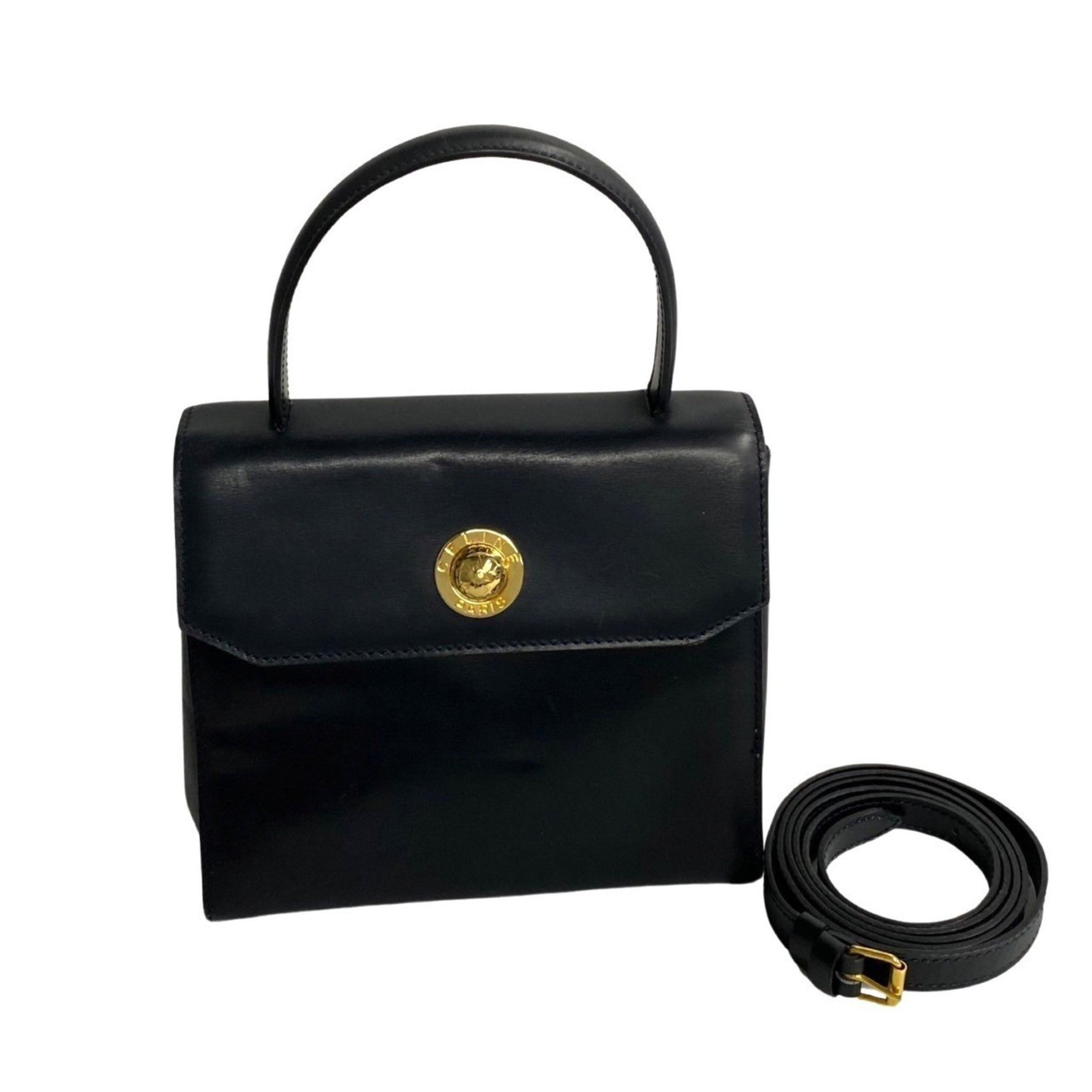 CELINE Star Ball Leather Handbag Shoulder Bag Red Lining