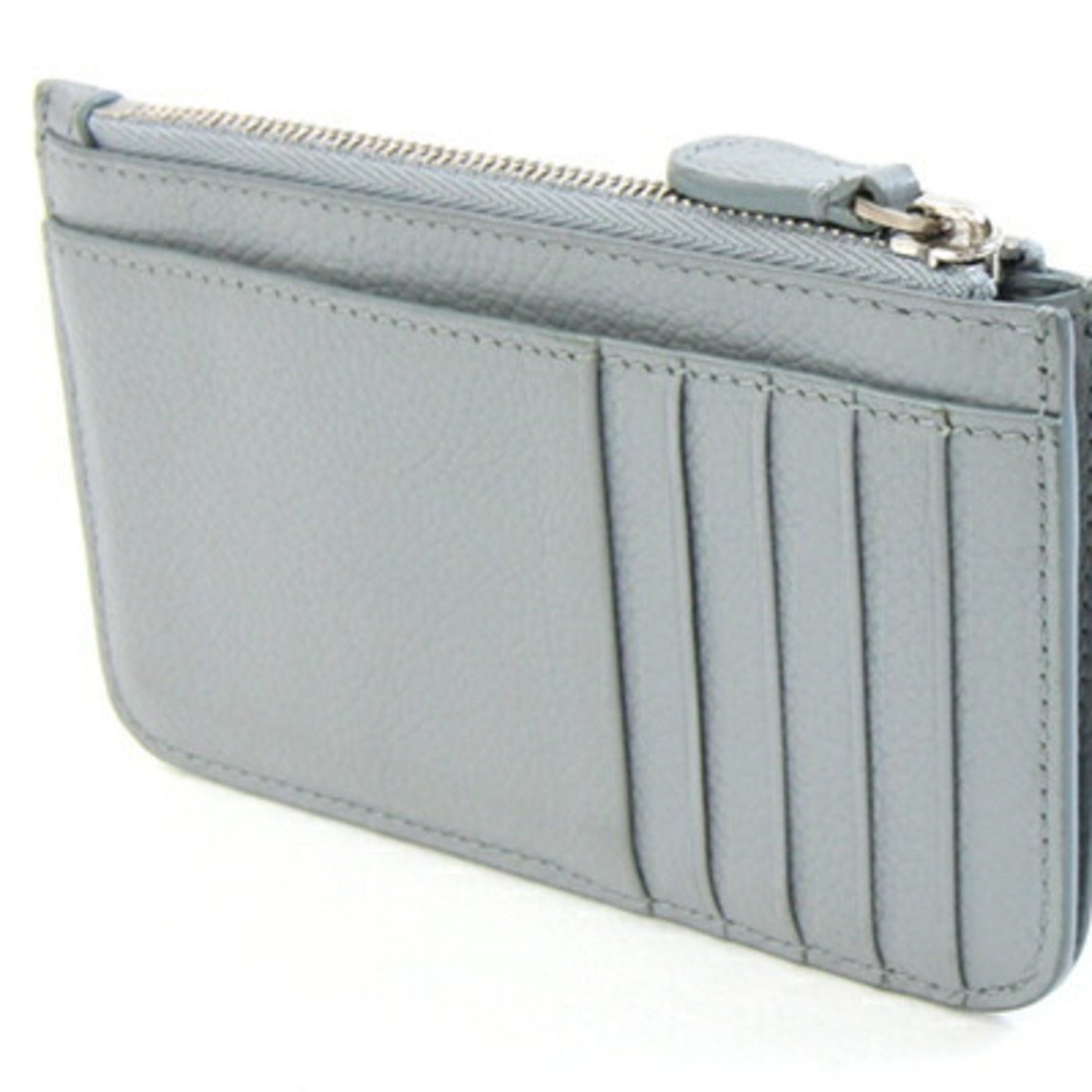 Balenciaga Coin Case Light Gray Leather Purse Card Fragment Mini Wallet Compact