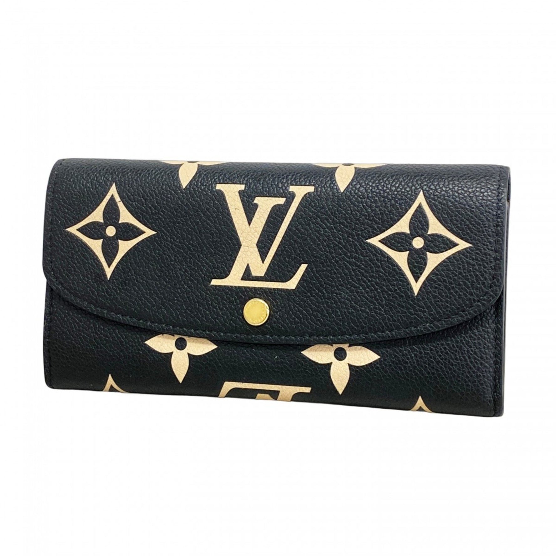 Louis Vuitton Monogram Empreinte Two-Tone Portefeuille Emilie Wallet Black/Beige
