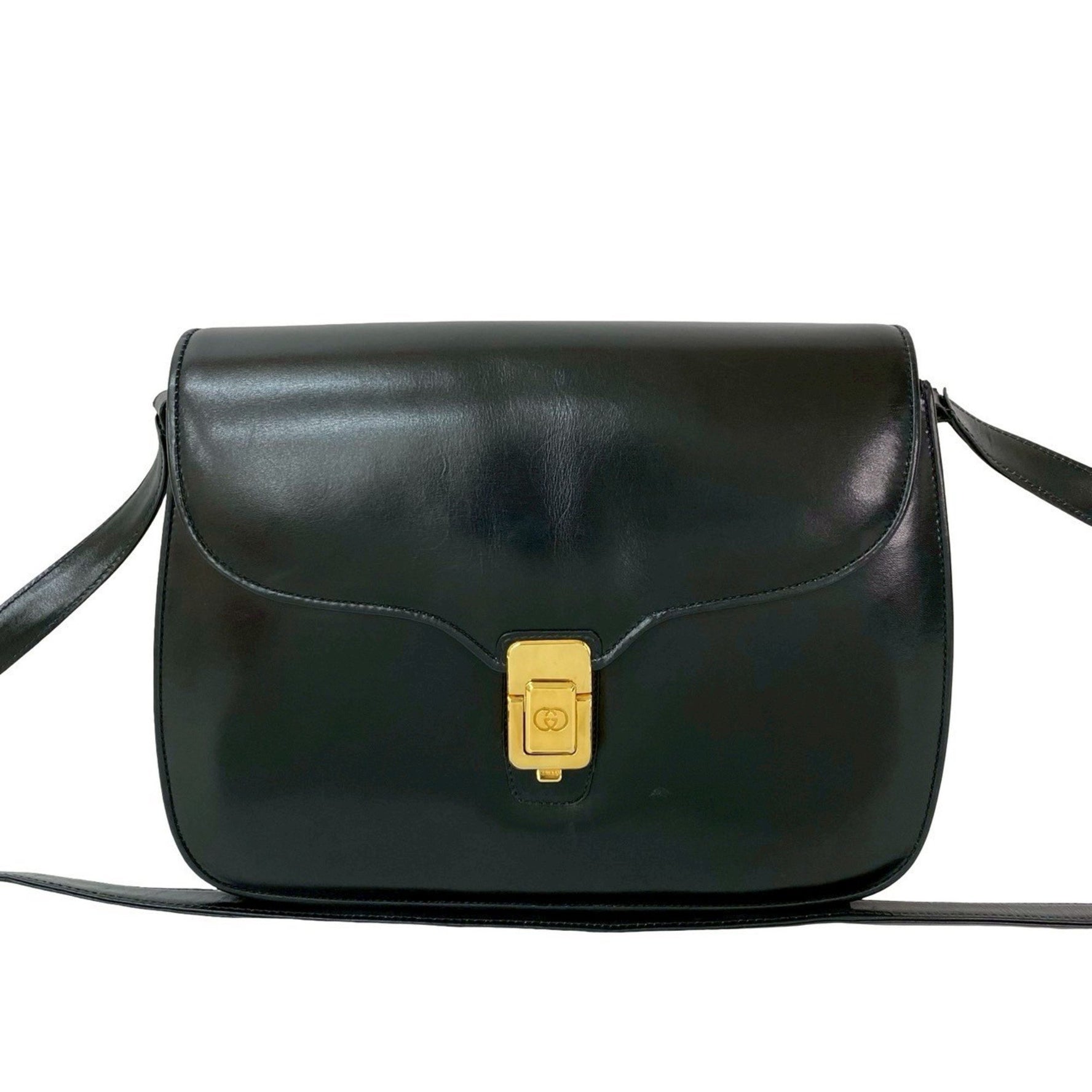 GUCCI Old GG logo hardware calf leather shoulder bag pochette