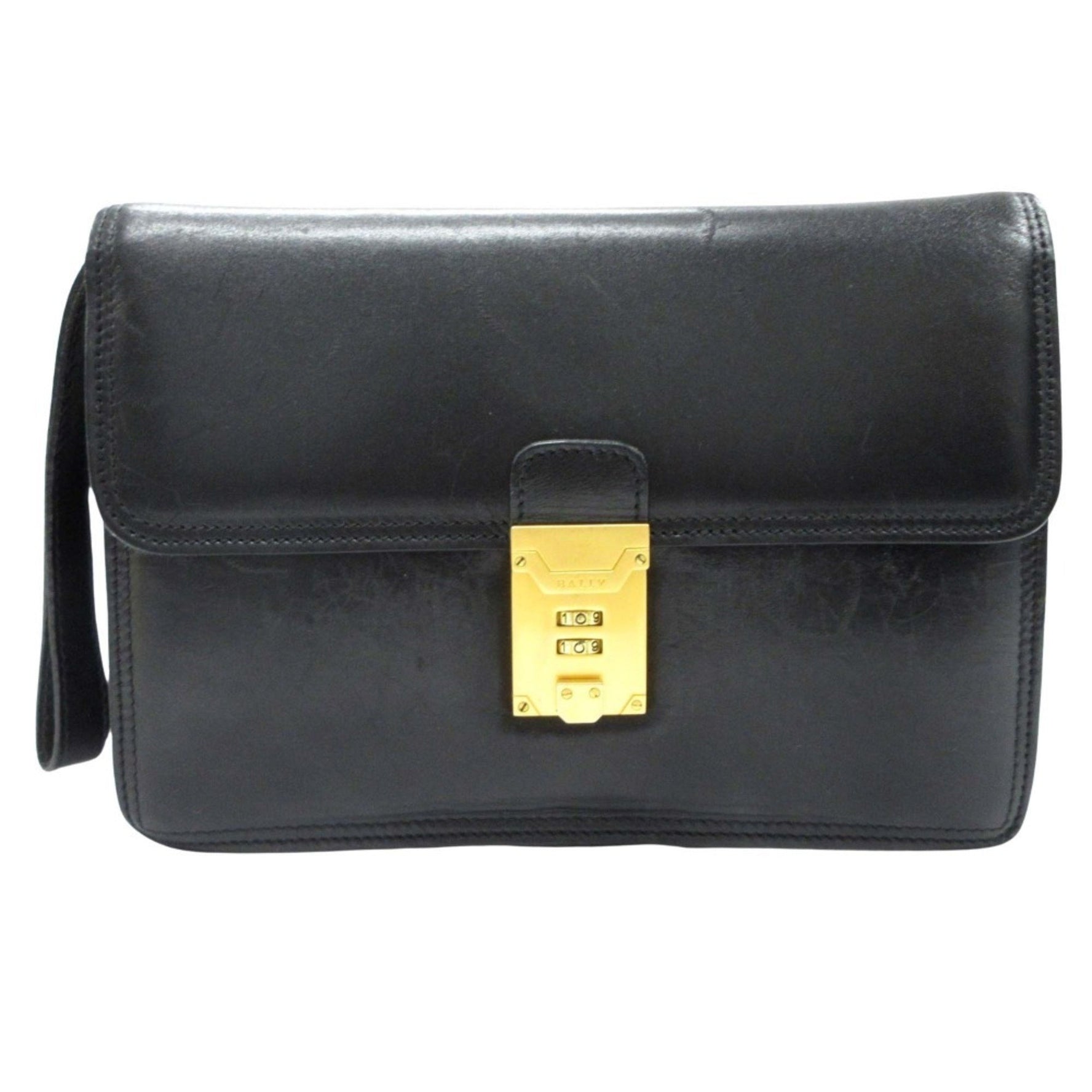 BALLY Clutch bag, second, dial lock type, leather, genuine leather strap, vintage, men's