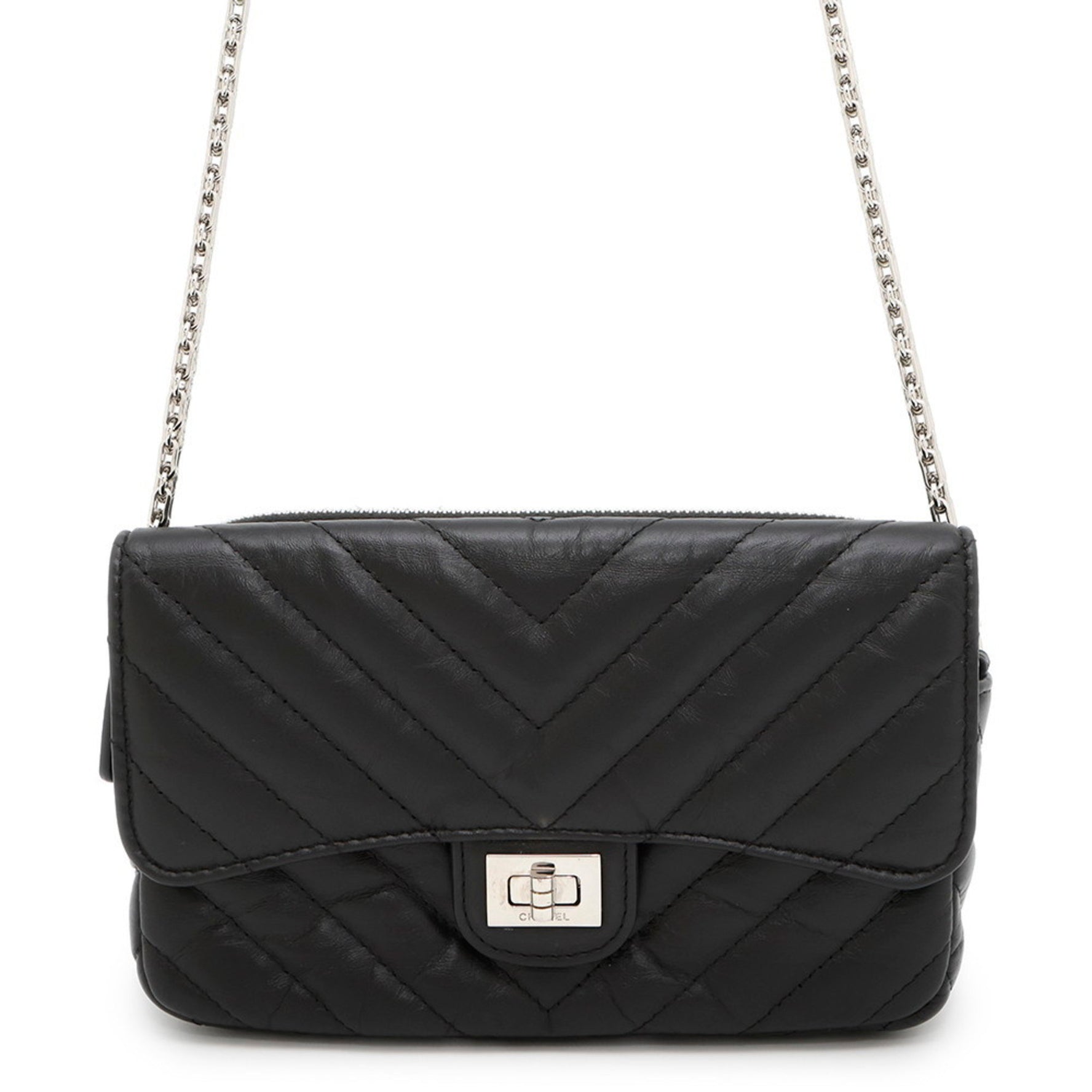 Chanel Chain Shoulder Bag Chevron V-Stitch 2.55 Mademoiselle Pochette