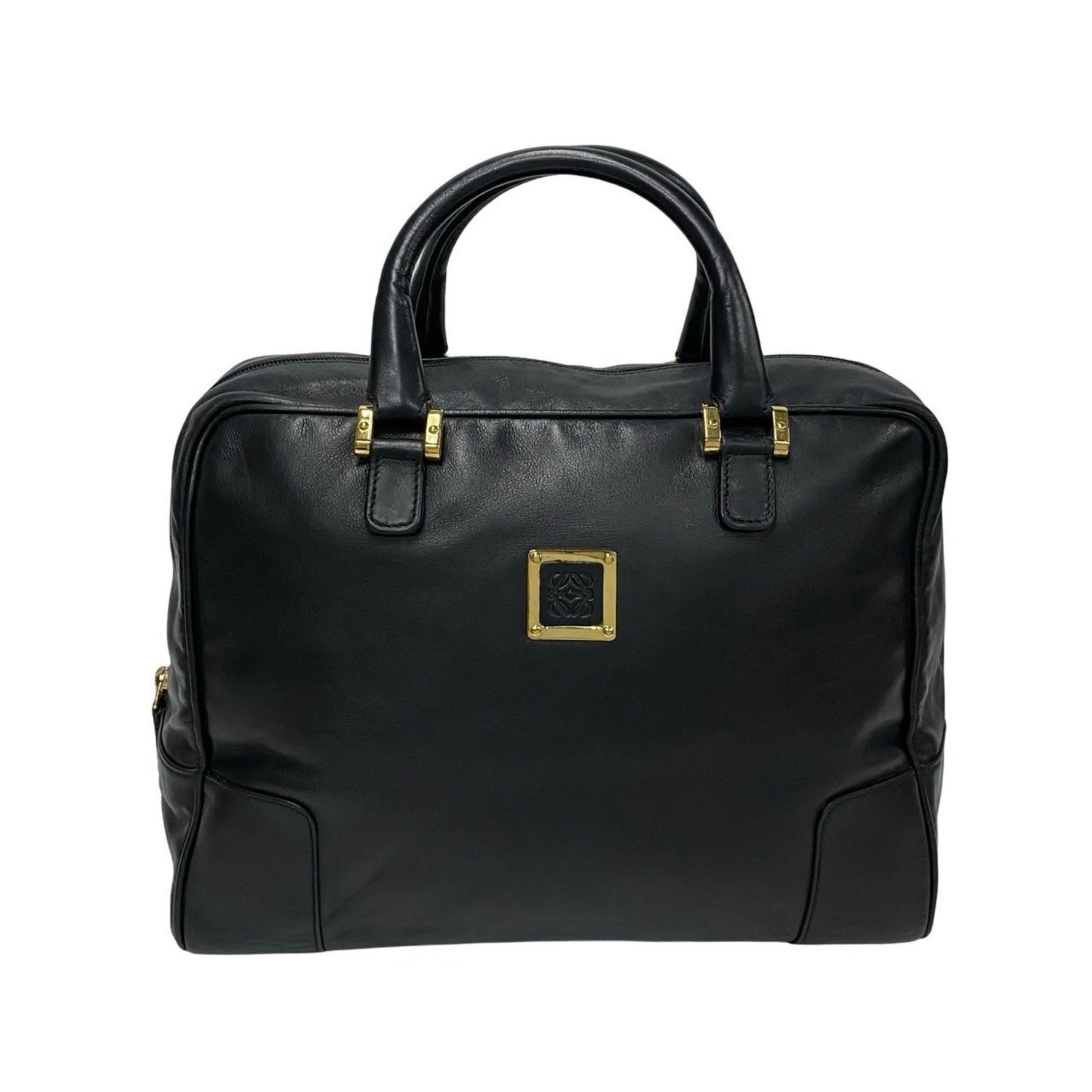 LOEWE Anagram Logo Hardware Leather Genuine Handbag Tote Bag Mini Boston 155-3