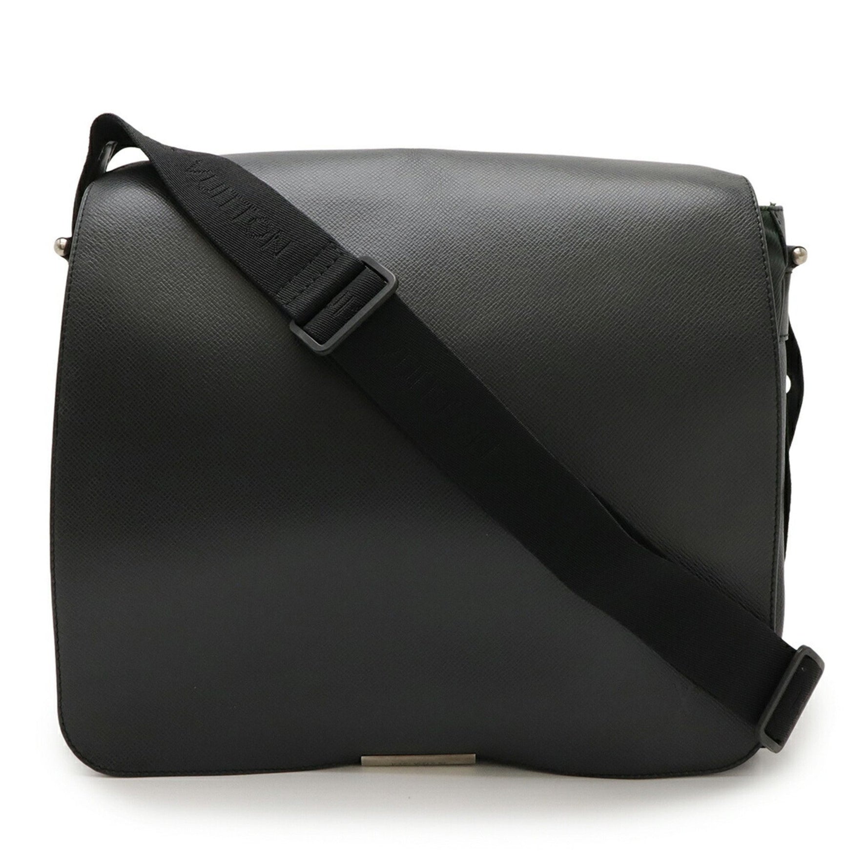 Louis Vuitton Taiga Victor Shoulder Bag, Leather and Canvas, Black