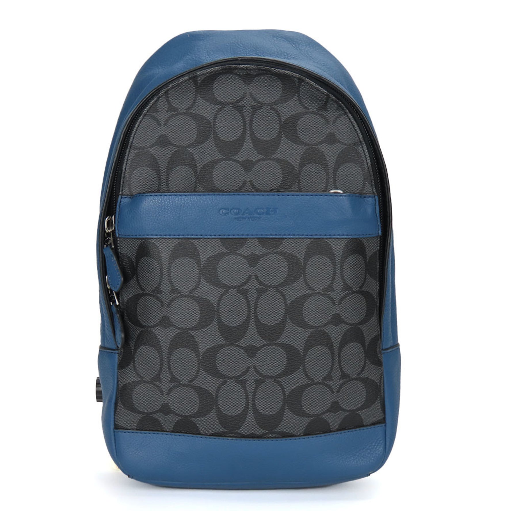 Coach Shoulder Bag Signature Leather Blue Black Body