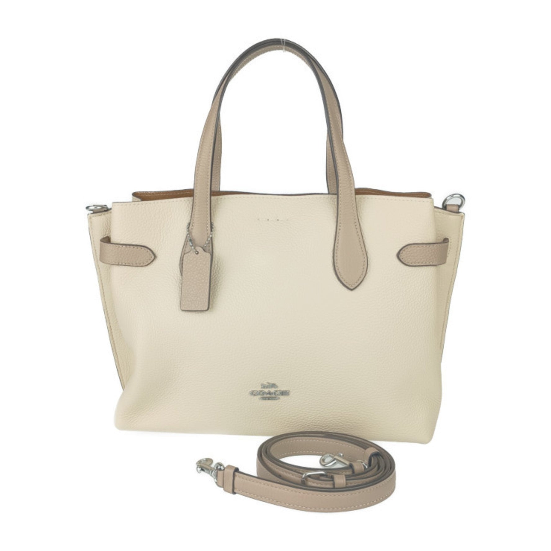 COACH Tote Bag HANNA CARRYALL Hanna Carryall Ivory Beige Pebble Leather Shoulder