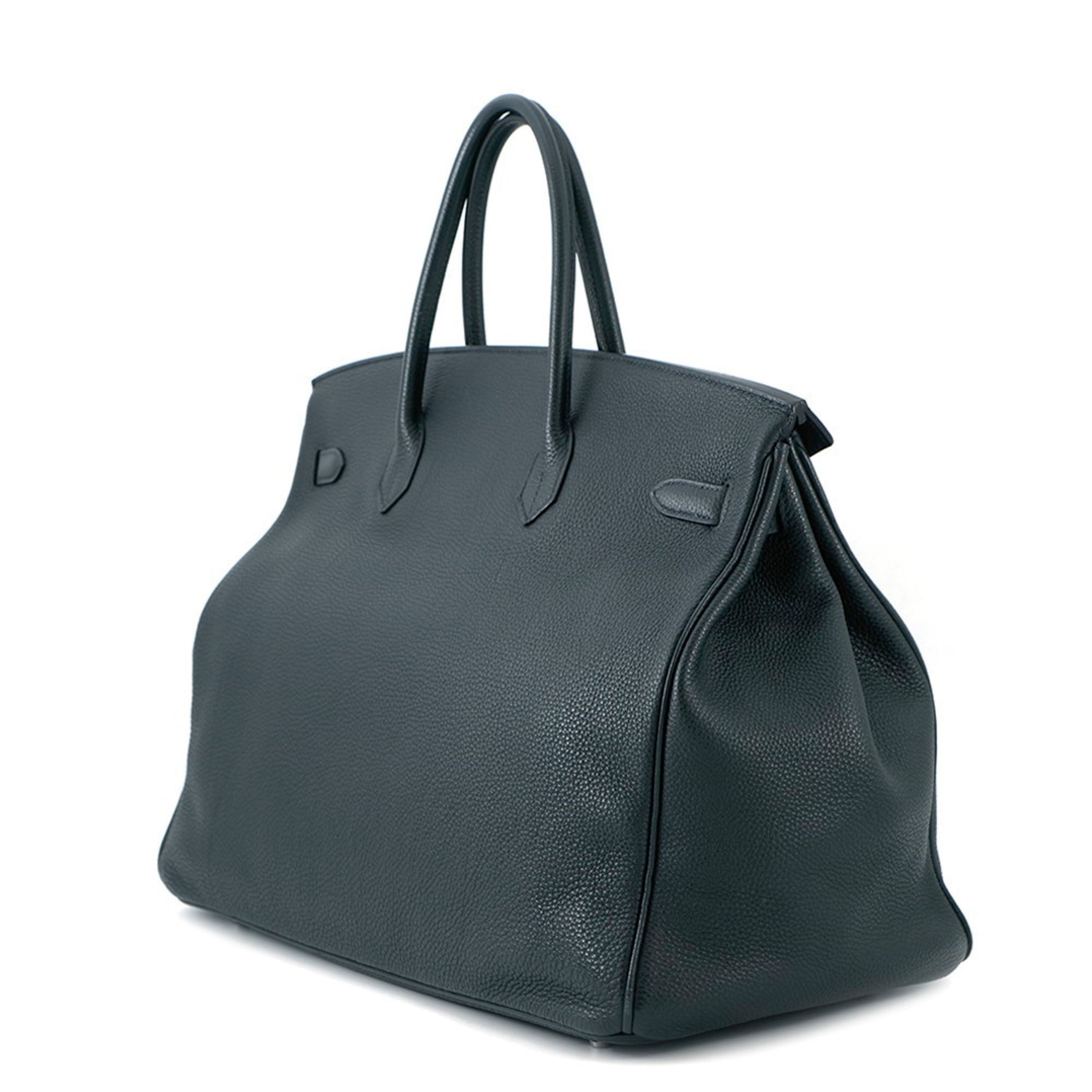Hermes Hermès Birkin 40 Verso Vert Rousseau Colbert Togo Black Handbag with R Stamp
