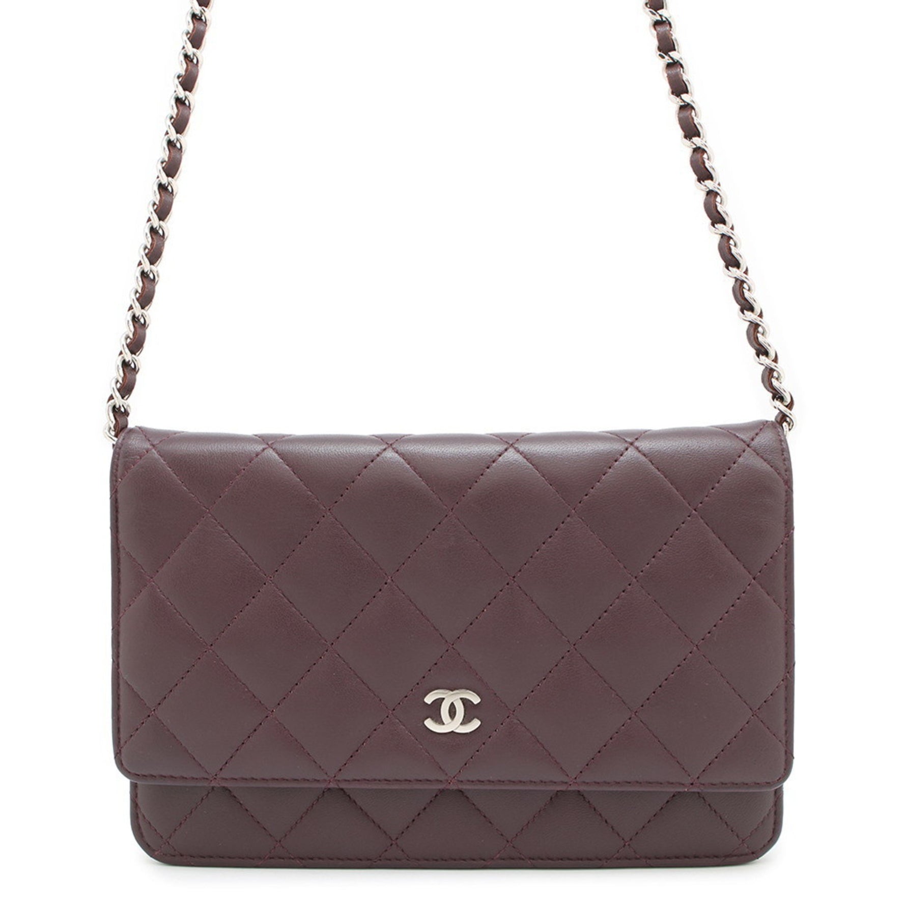 Chanel Chain Wallet Matelasse Coco Mark Lambskin Quilted