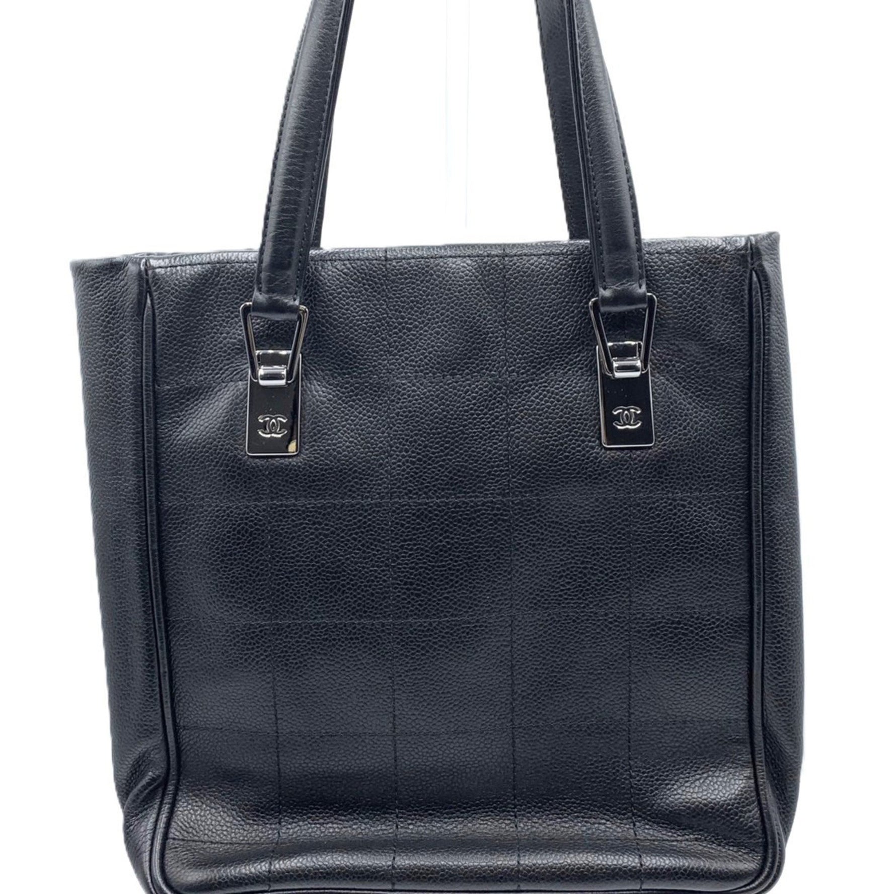 CHANEL Chocolate Bar Tote Bag Caviar Skin