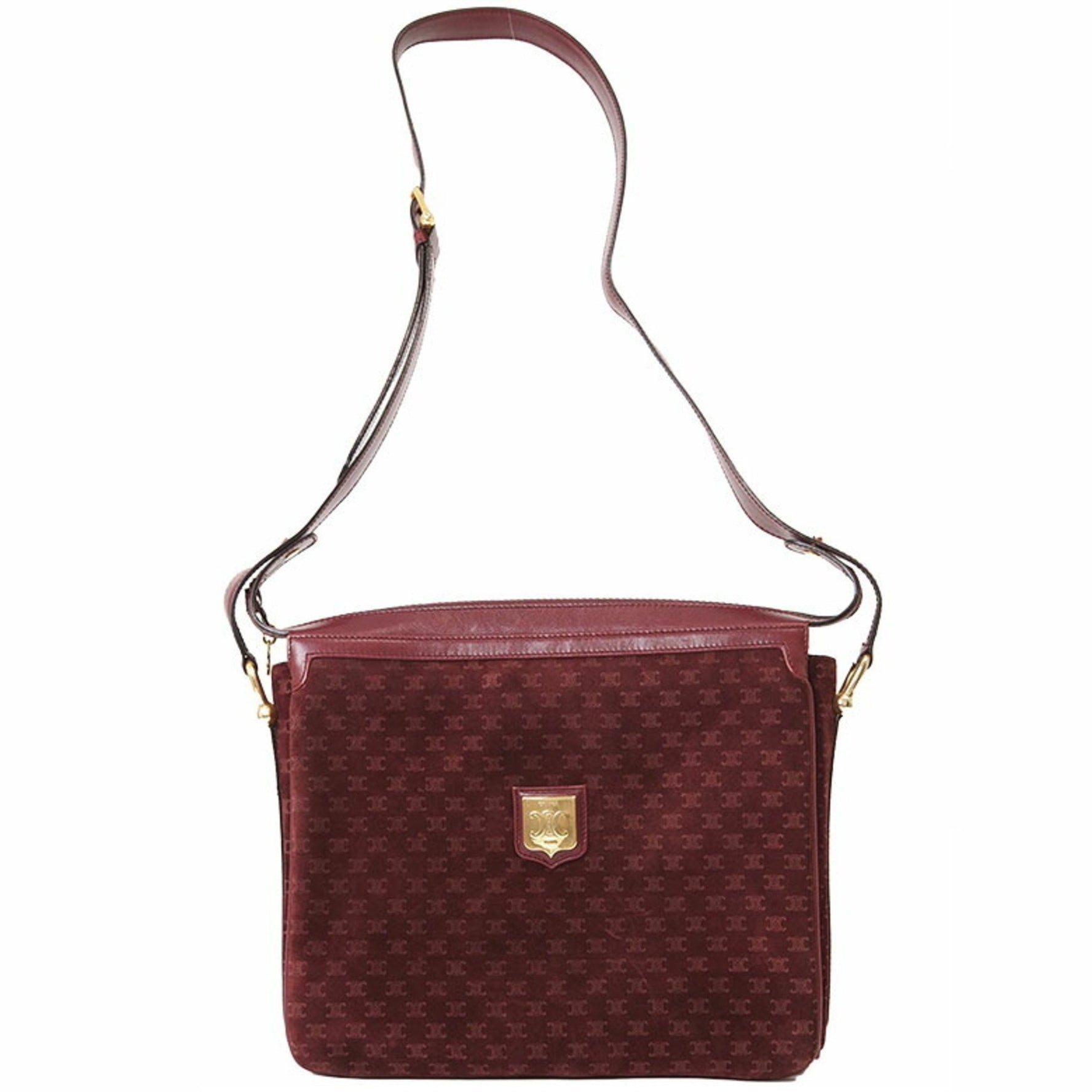 Celine Old Triomphe Suede Shoulder Bag Macadam