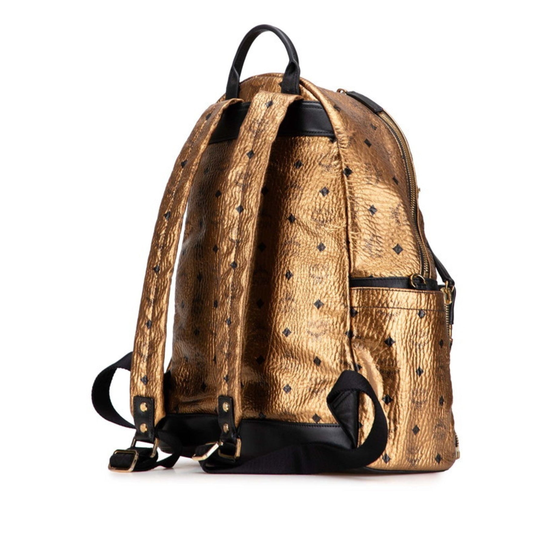 MCM Visetos Dual Stark Backpack in Brown and Bronze Leather