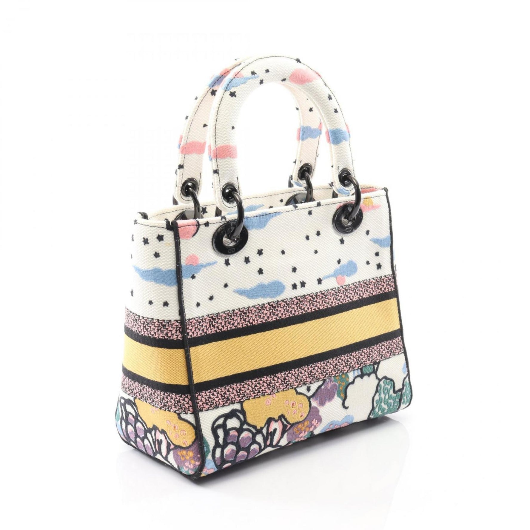 Christian Dior Dior LADY D-LITE Medium Handbag, Canvas, White, Multicolor