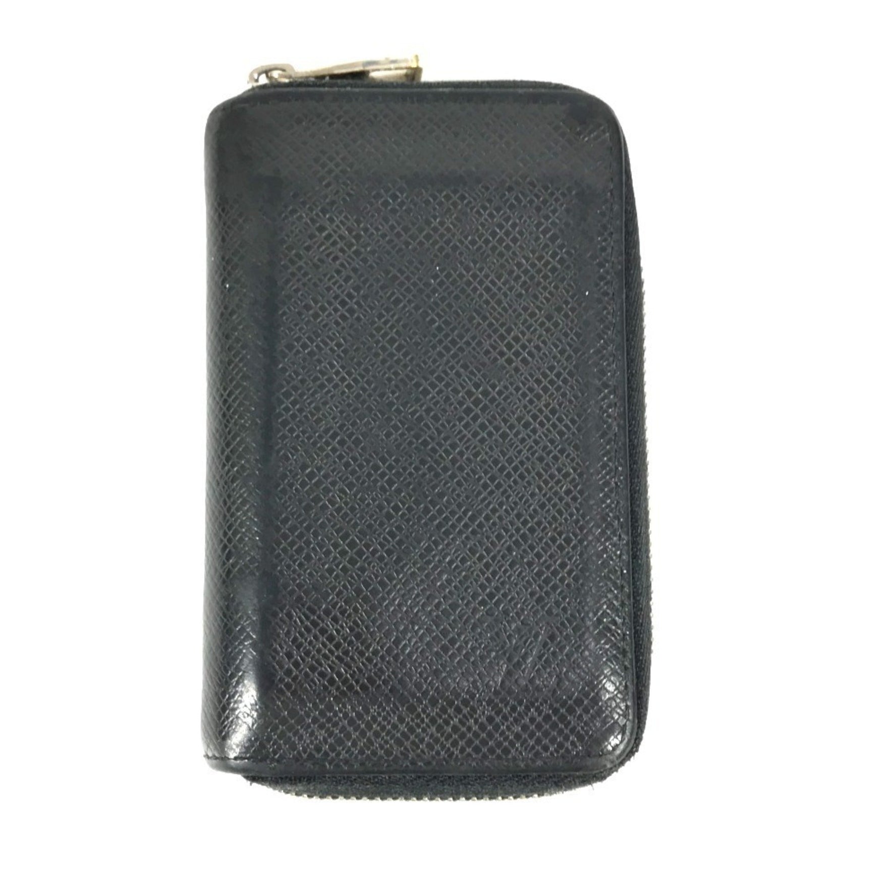 Louis Vuitton Taiga Zipper Coin Purse, Wallet, Round Zipper, Wallet/Coin Case, Leather, Men's, Ardoise, Black