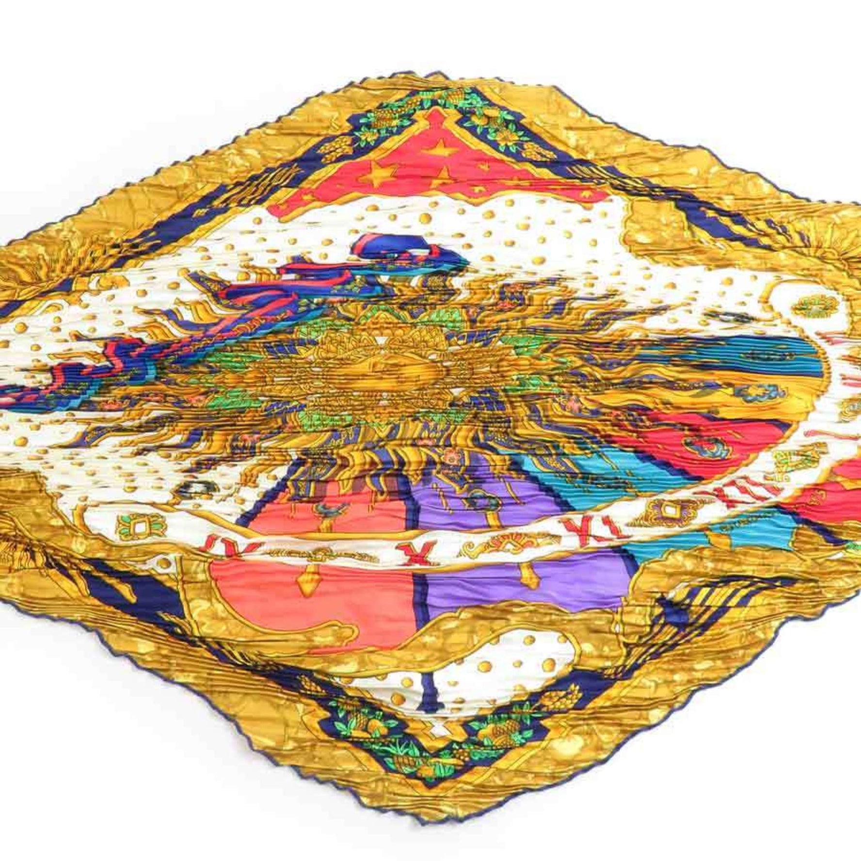 Hermes Hermès CARPE DIEM pleated silk scarf in multicolor