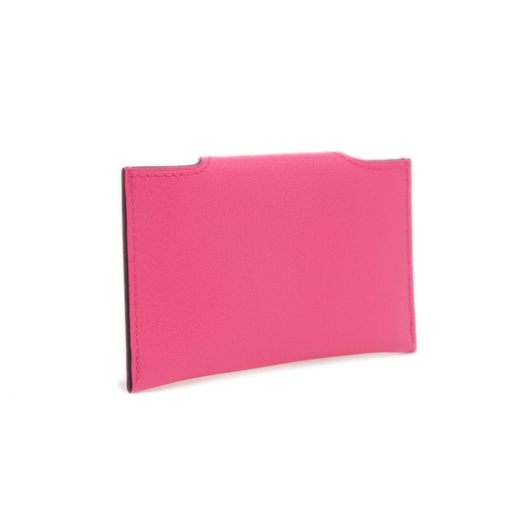 Hermes Ilias Business Card Holder/Card Case Evercolor Fuchsia Pink W Engraved