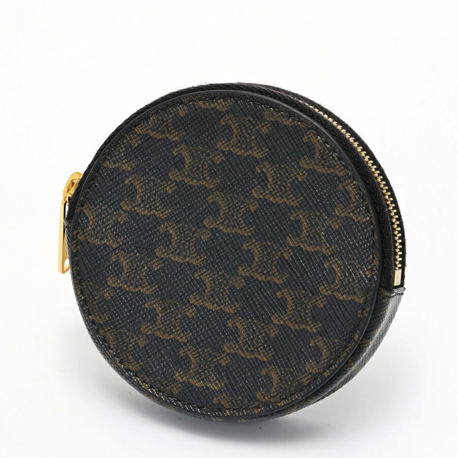 CELINE Round Coin Case Triomphe Canvas