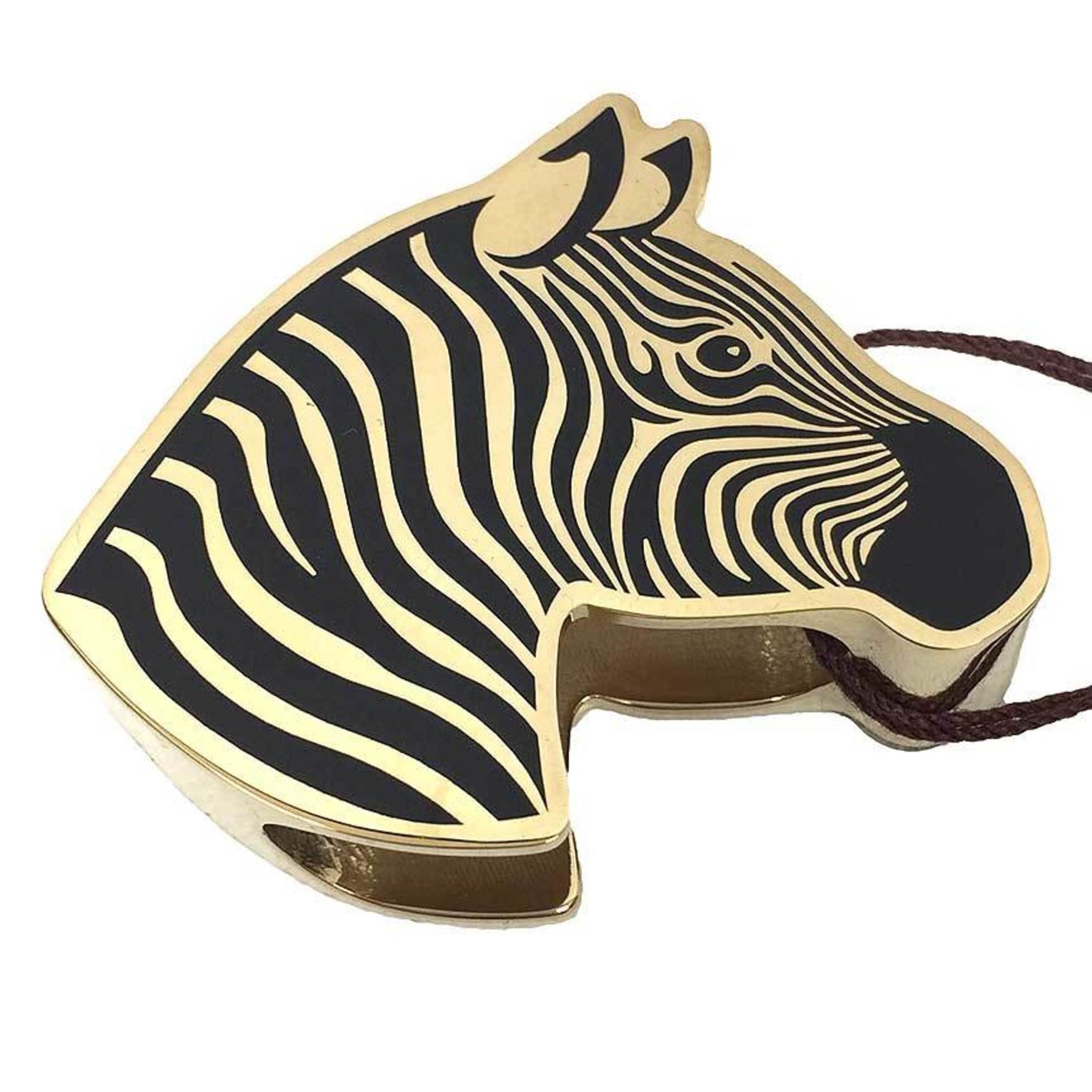 Hermes scarf ring 90 zebra black gold color