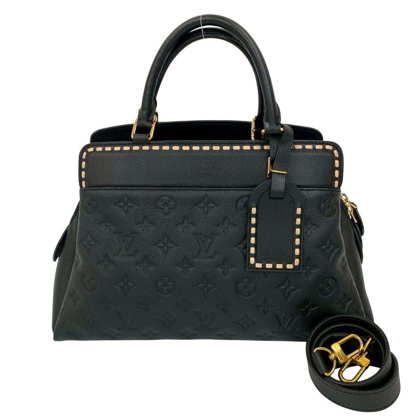 LOUIS VUITTON Vosges MM Monogram Empreinte Leather Handbag/Shoulder Bag, Noir 518-8