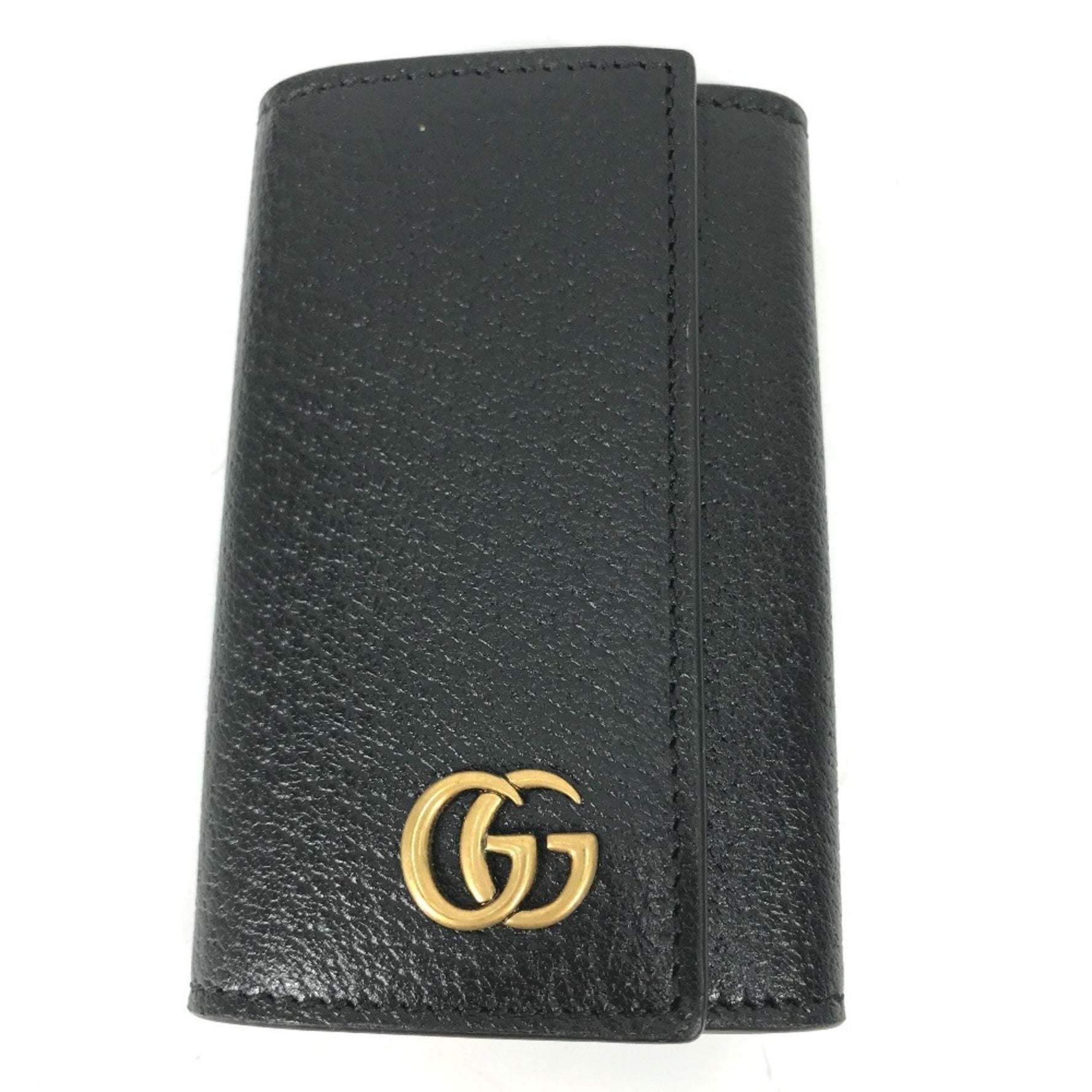 GUCCI GG Marmont Leather Key Case with Ring, Black