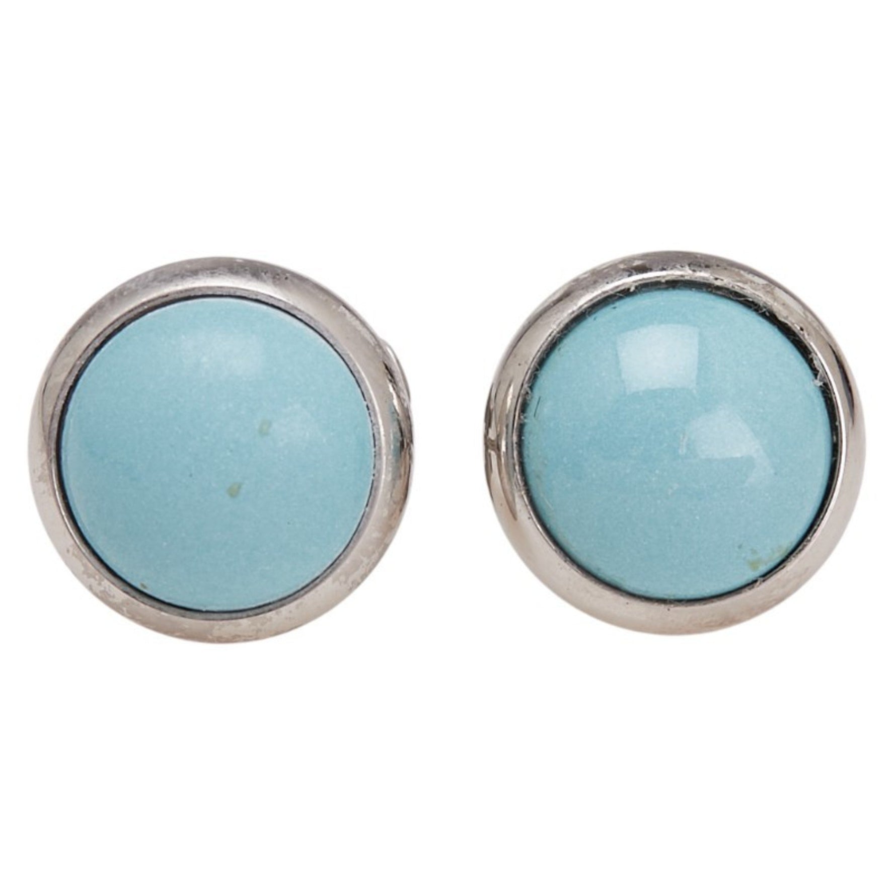 Hermes Eclipse Earrings in Silver and Light Blue Metal