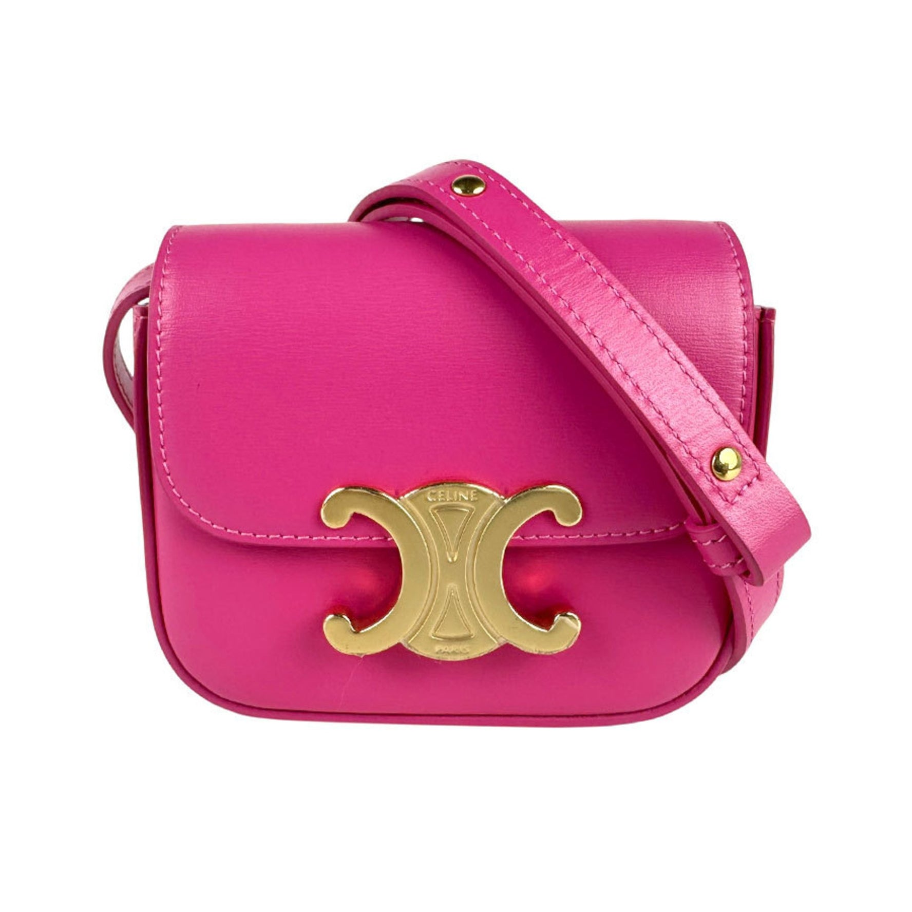 Celine Mini Claude Shoulder Bag in and Gold Leather