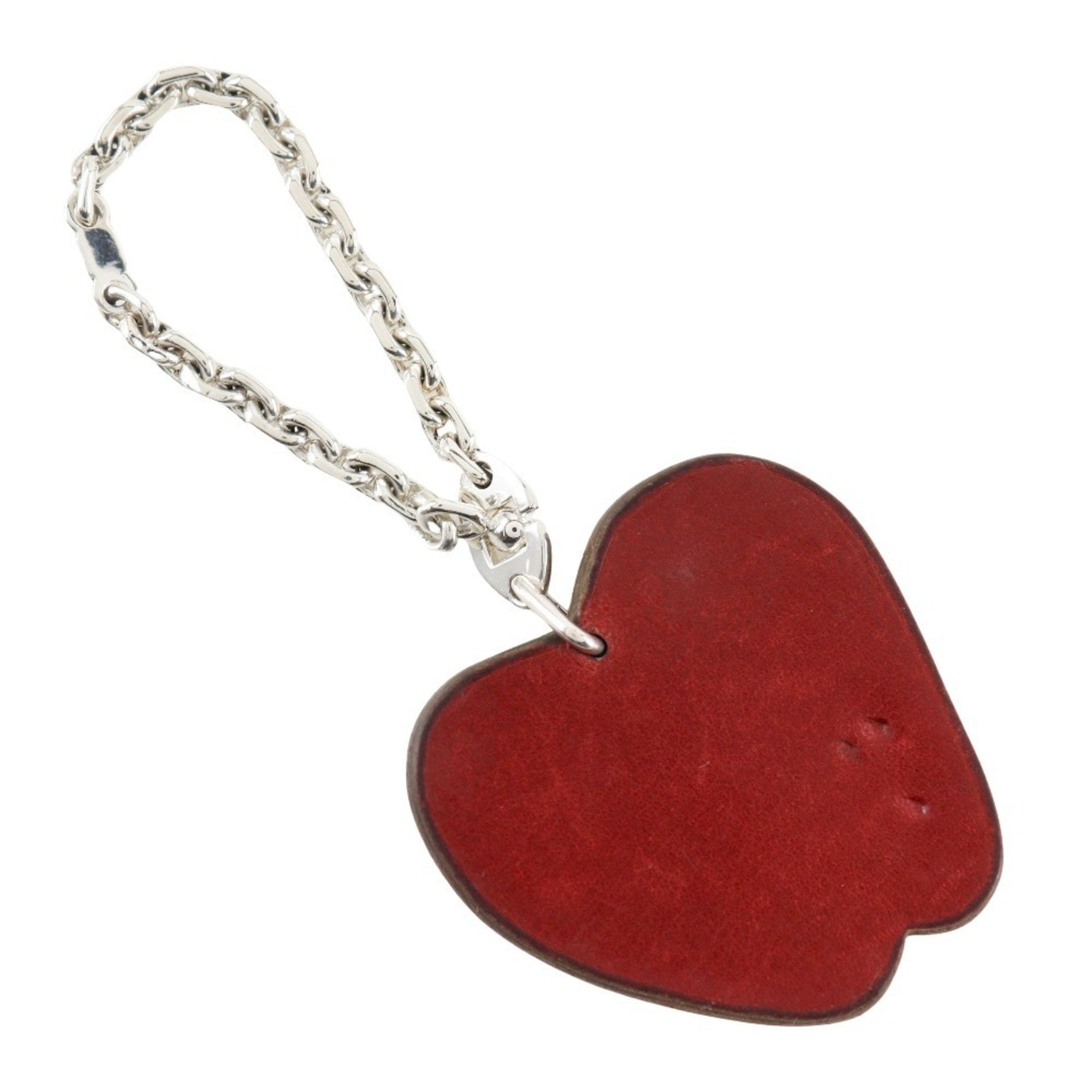 Hermes Apple motif charm keychain bag leather red ladies