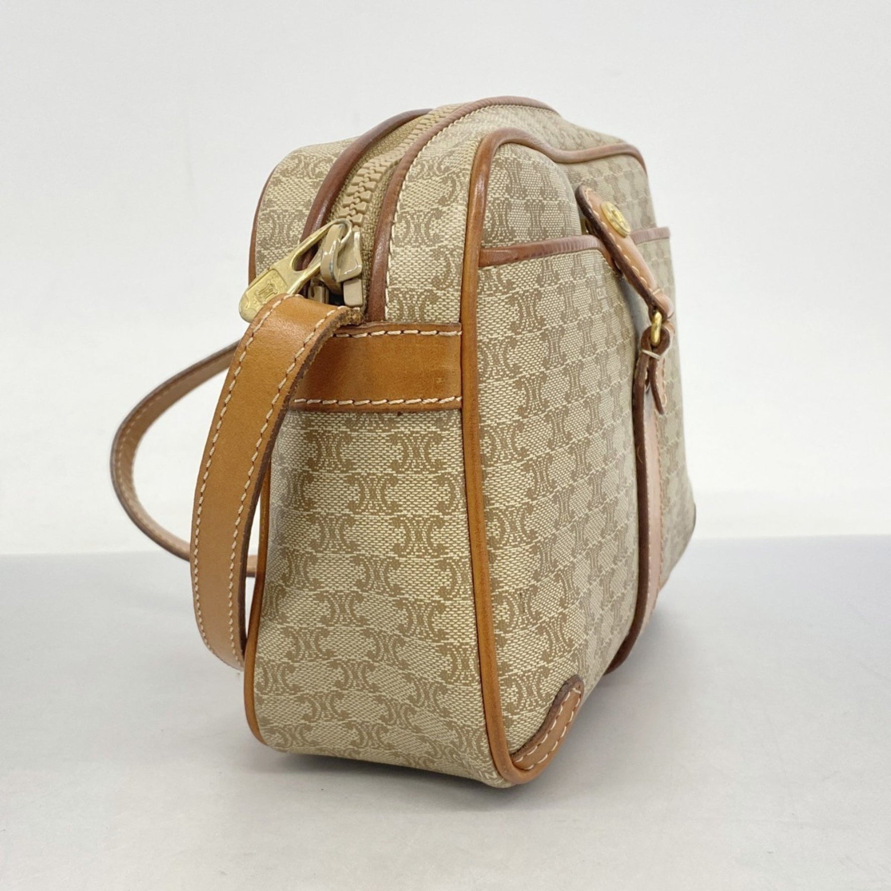 Celine Shoulder Bag Macadam Beige Light Brown
